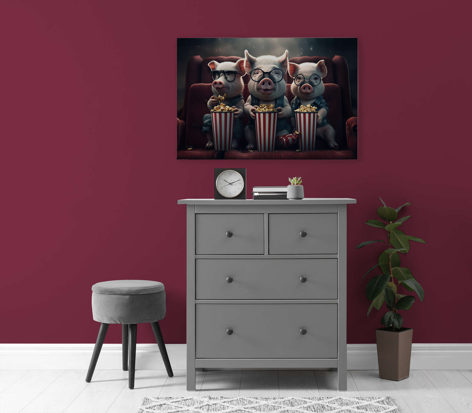             KI-Leinwandbild »popcorn pigs« – 90 cm x 60 cm
        