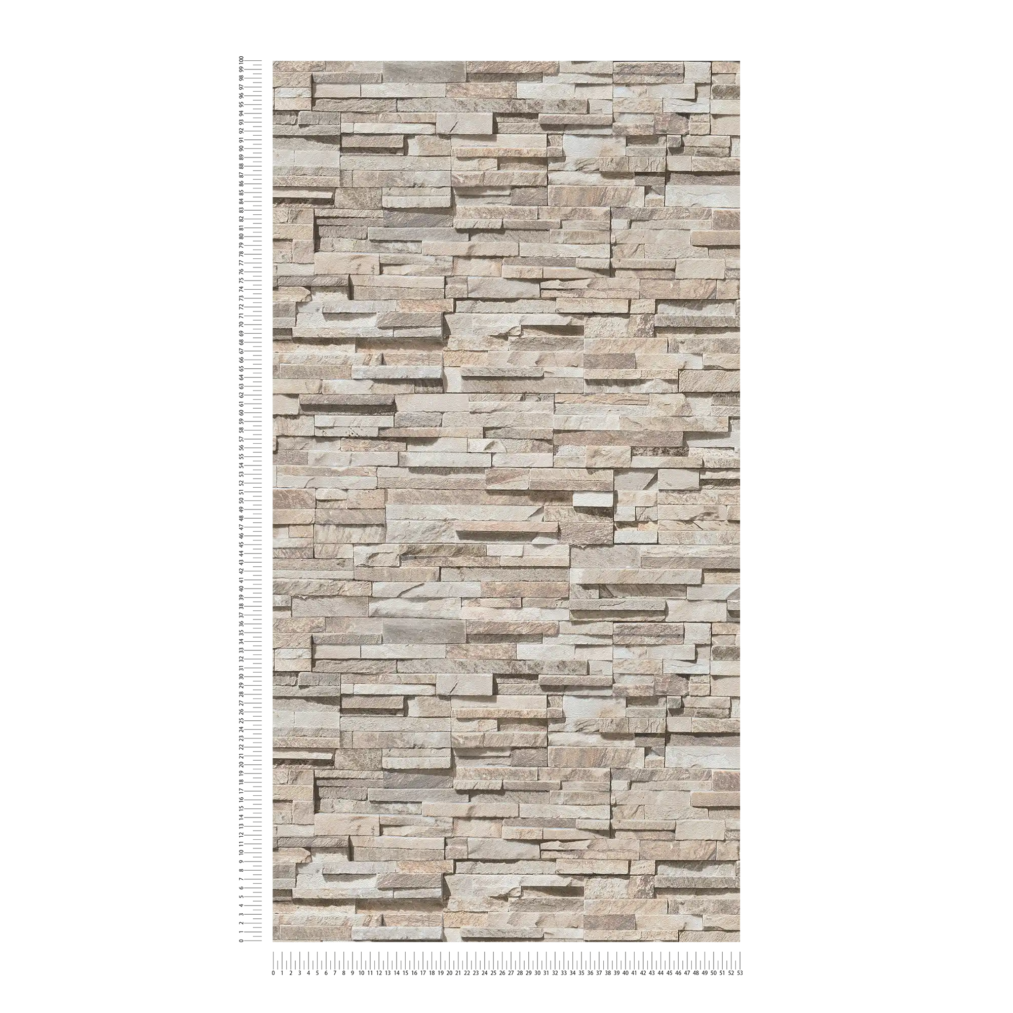             Leicht glänzende Vliestapete mit Steinmauer-Optik – Beige, Braun
        