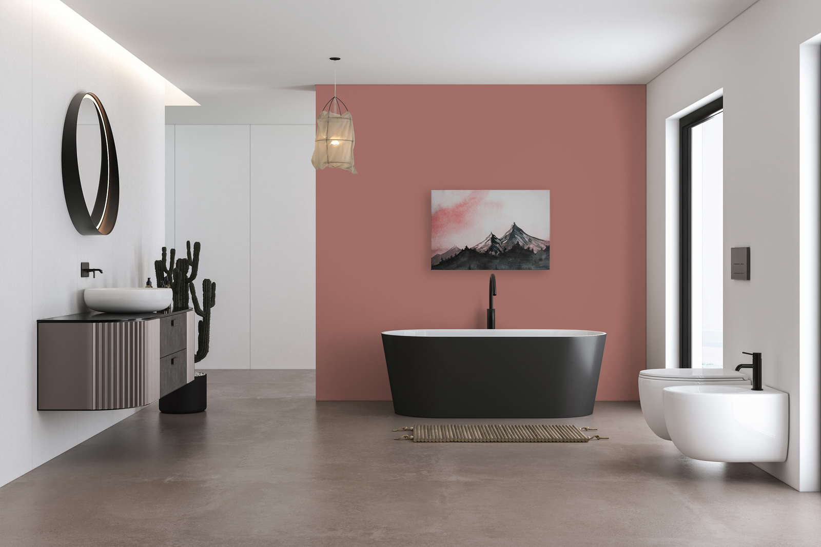             Leinwand mit Berglandschaft im Aquarell-Stil – 0,90 m x 0,60 m
        