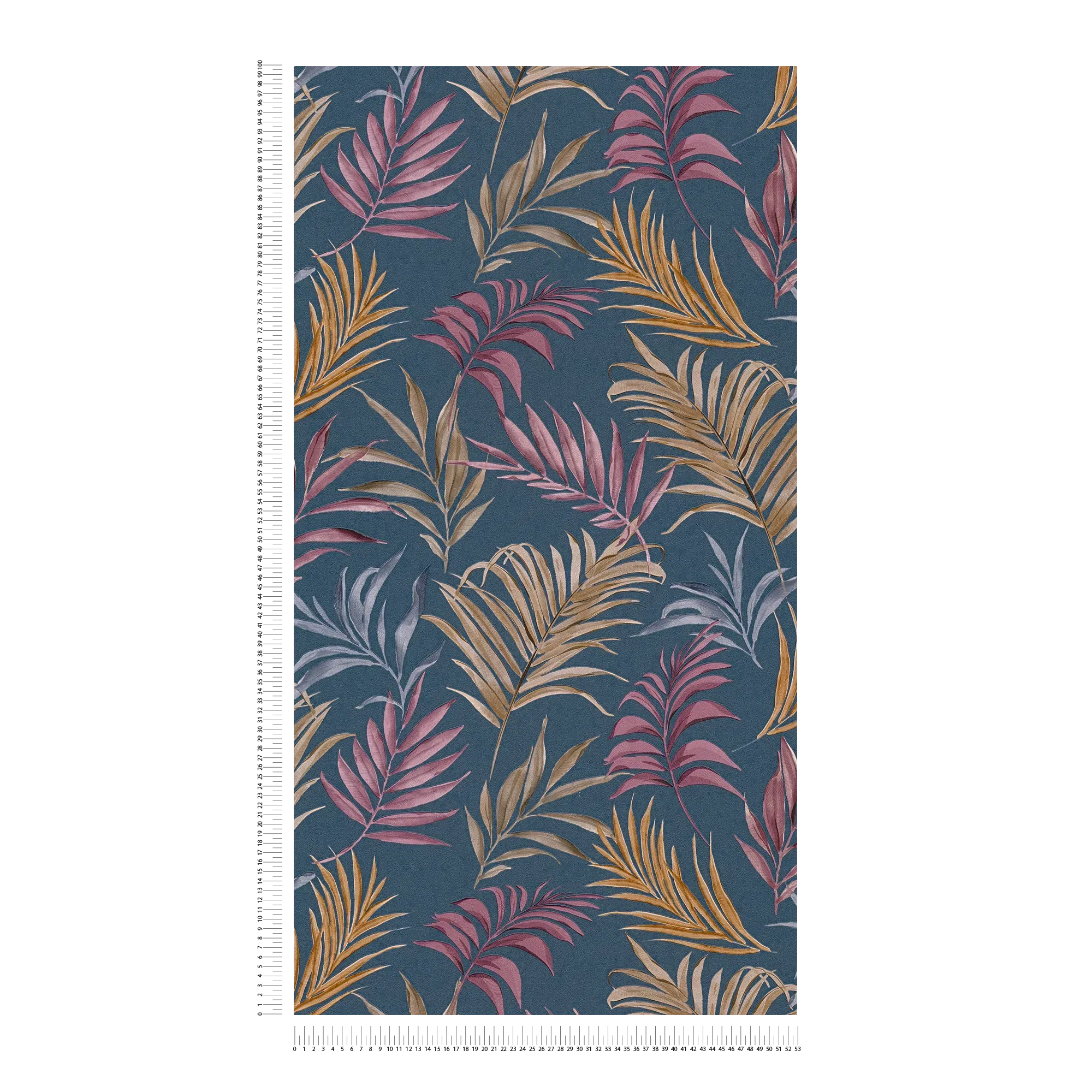             COSMOLiving - non-woven wallpaper with shiny tropical design in sunny warm colours textured - blue, red, yellow
        