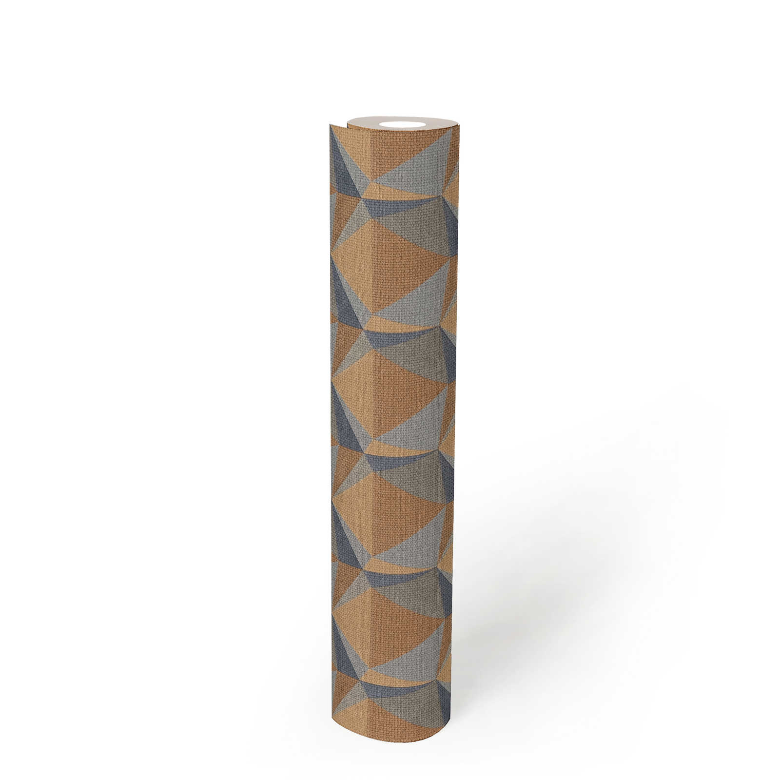 Grafiktapete Retro Muster mit 3D Design – Orange, Blau