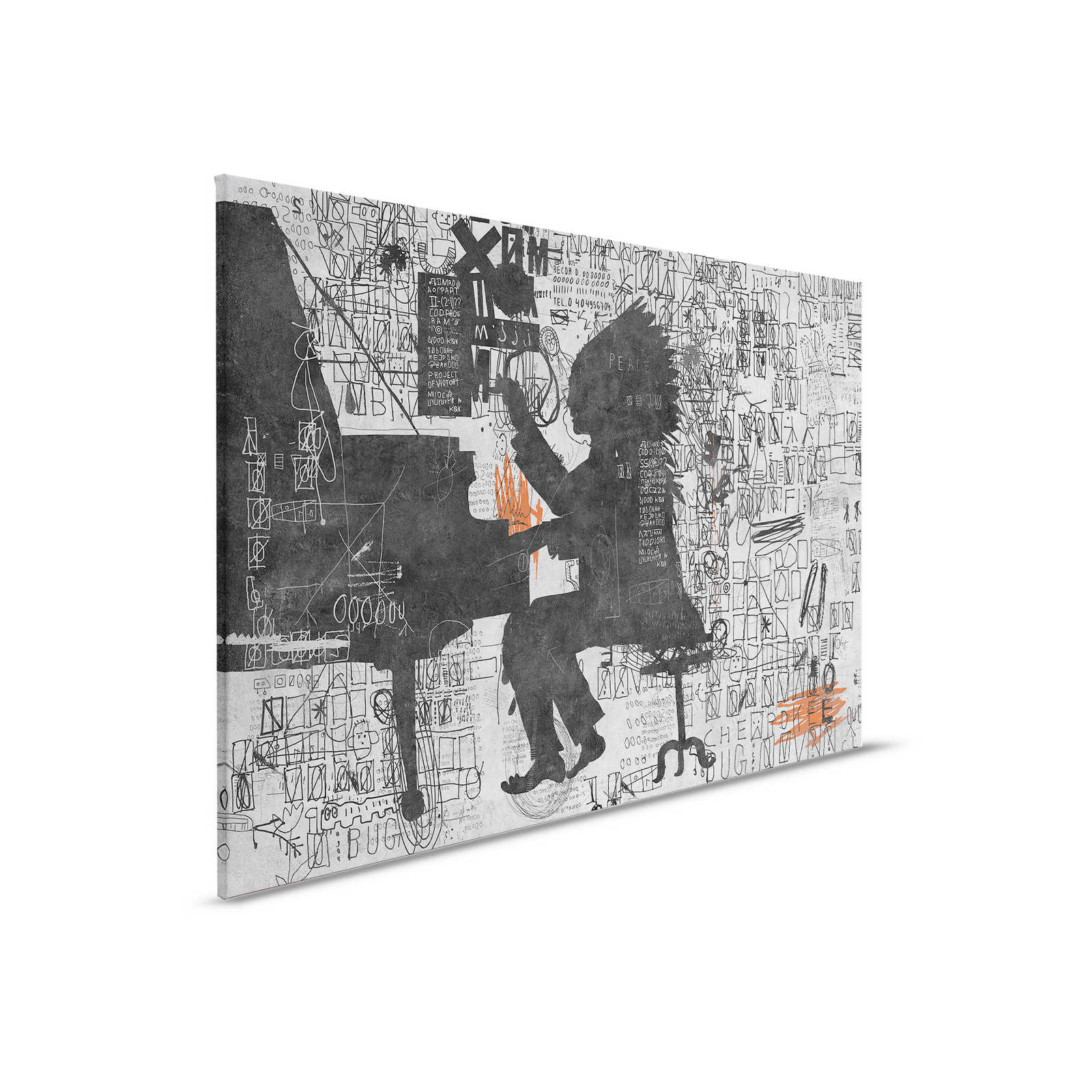         Piano Bar 1 - Street Art toile scribble design noir & gris - 0,90 m x 0,60 m
    