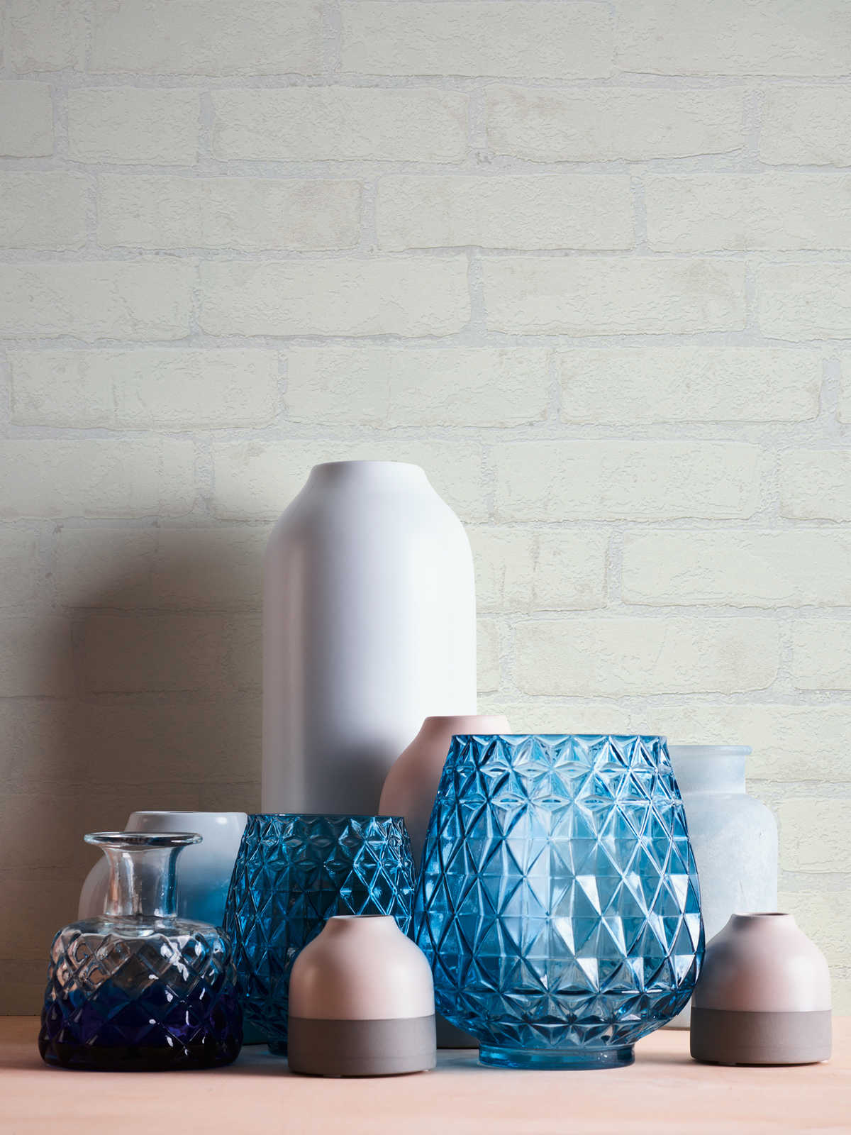             3D Steinoptik Tapete Backstein Mauerwerk Weiß
        