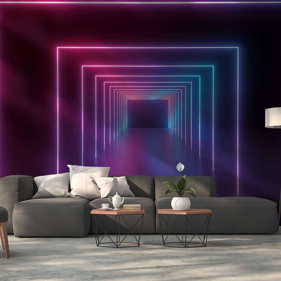 LED, Neon, Tiefenraum, Wohnzimmer, Wandbild