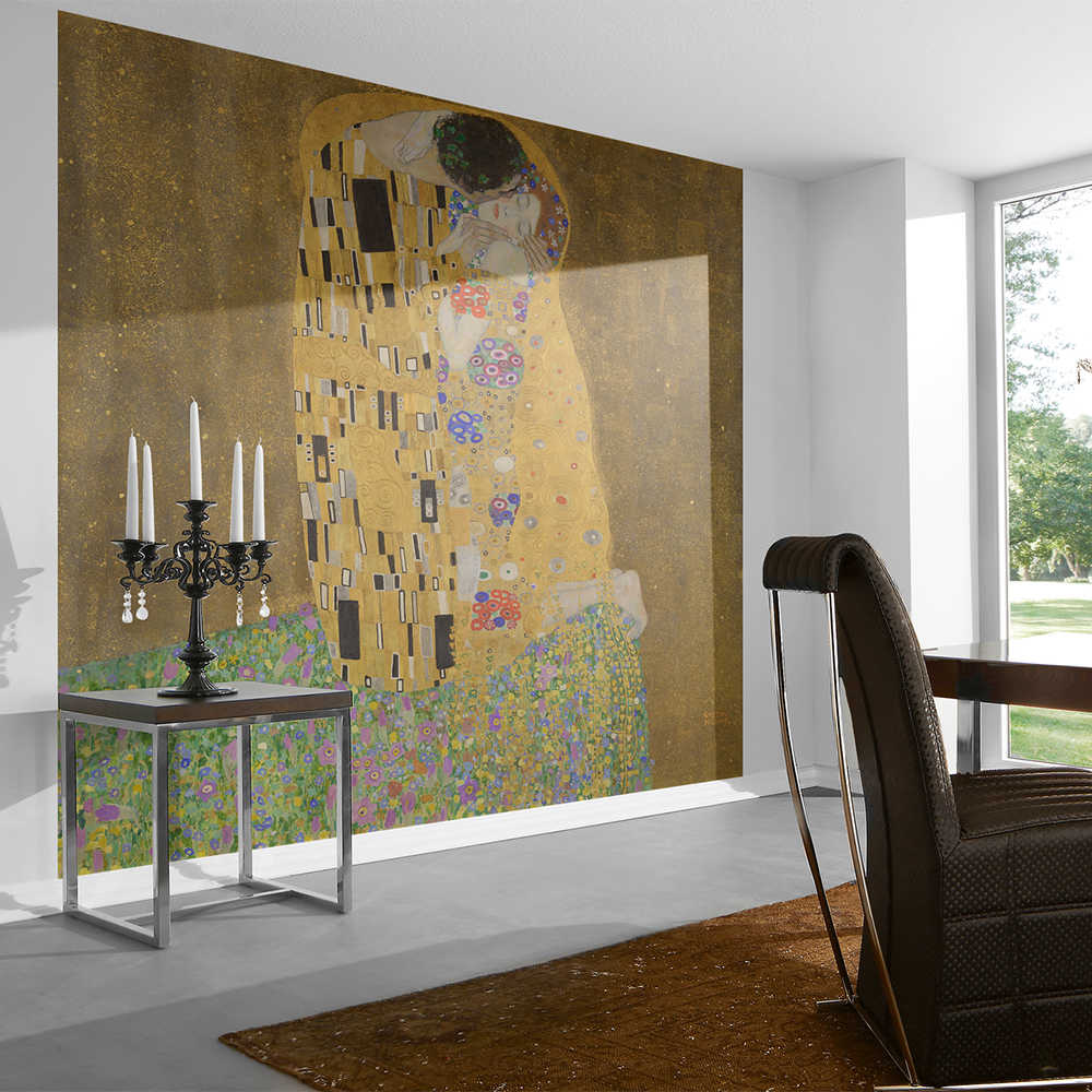 Wandtapete, Kunsttapete, Gustav Klimt, Goldton, Blumenmuster