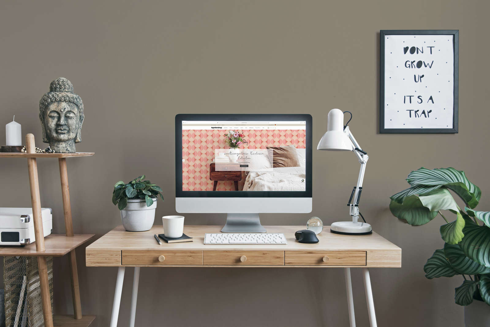 Schreibtisch, Computer, Arbeitsplatz, Home-Office, Pflanzen