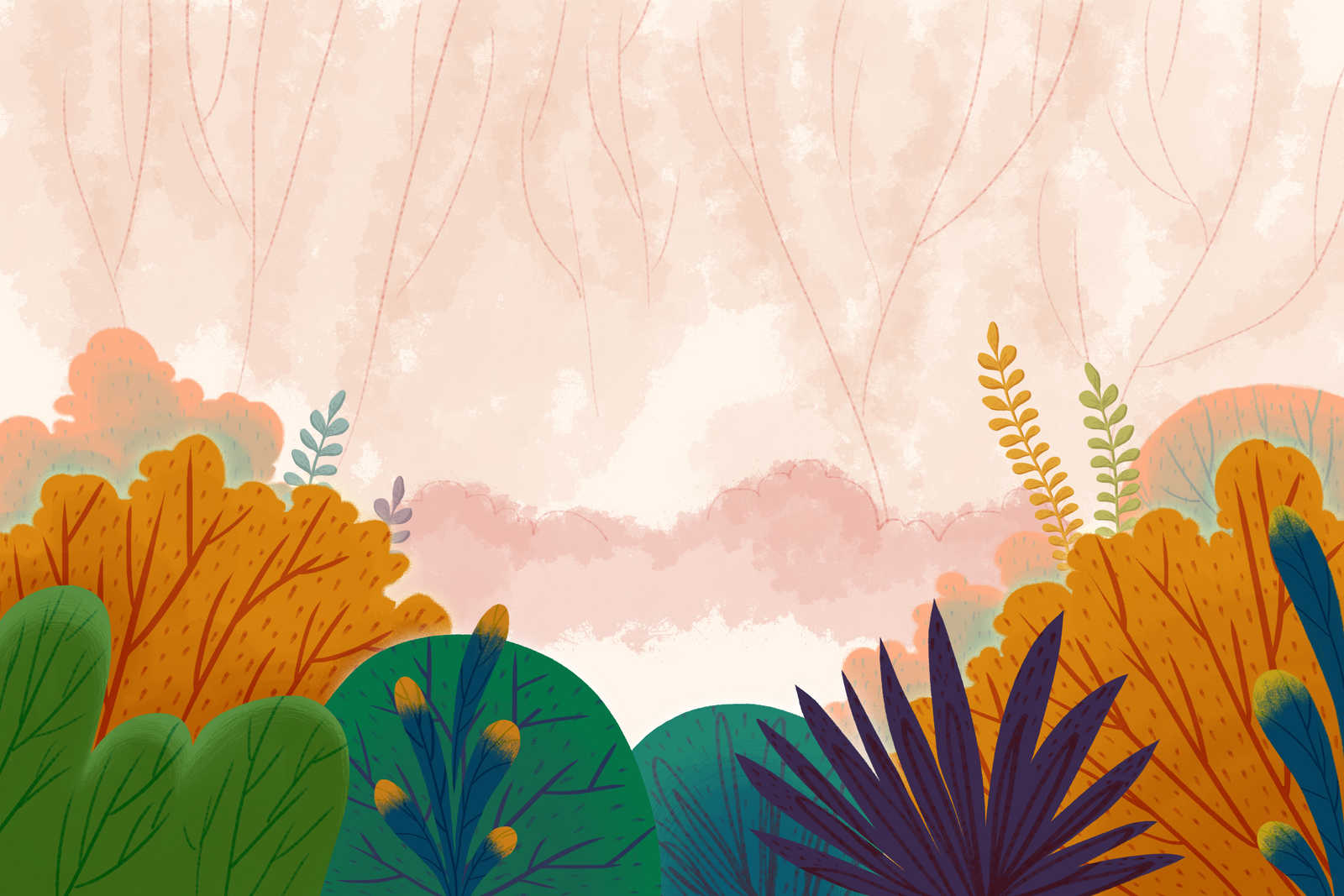             Leinwand Sträucher im Comic-Stil – 90 cm x 60 cm
        