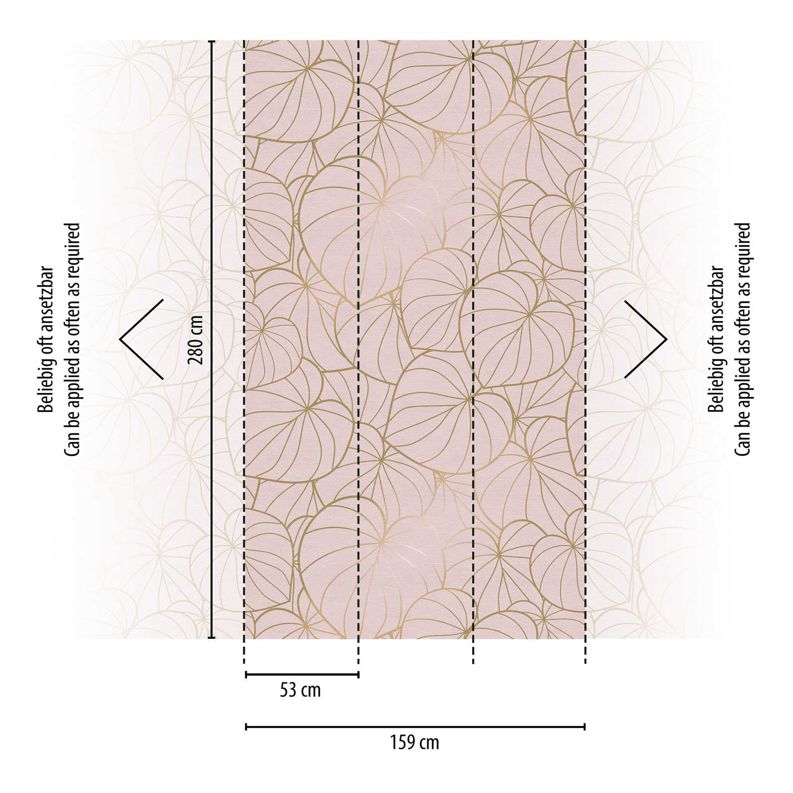             Tapeten-Neuheit | Motiv-Tapete Blätter Motiv Gold & Beige Line Art
        