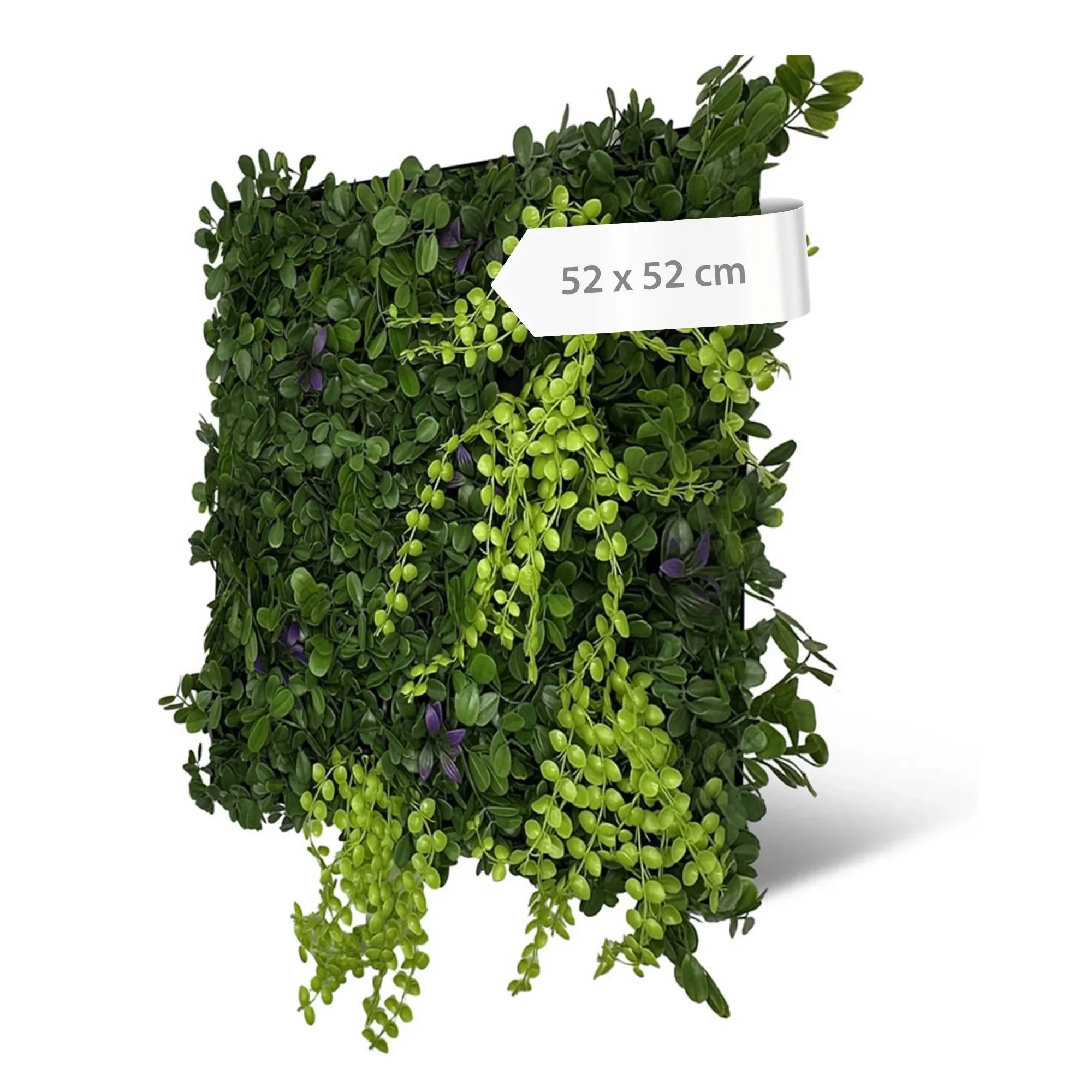 Wall panels featuring artificial plants with a mixed-flora design in a tropical style, 52 x 52 cm – green