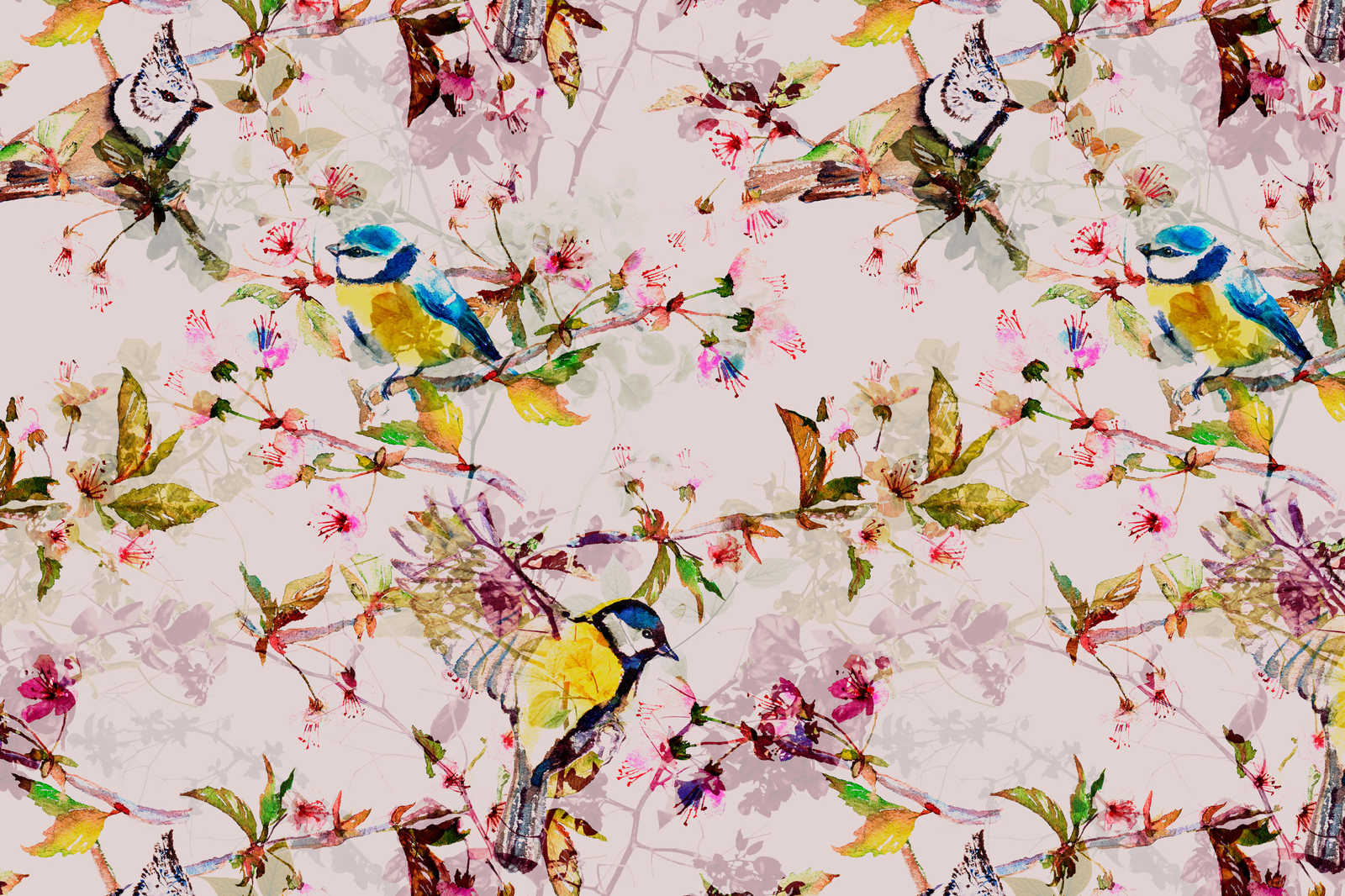             Vögel Leinwandbild im Collage Stil – 0,90 m x 0,60 m
        