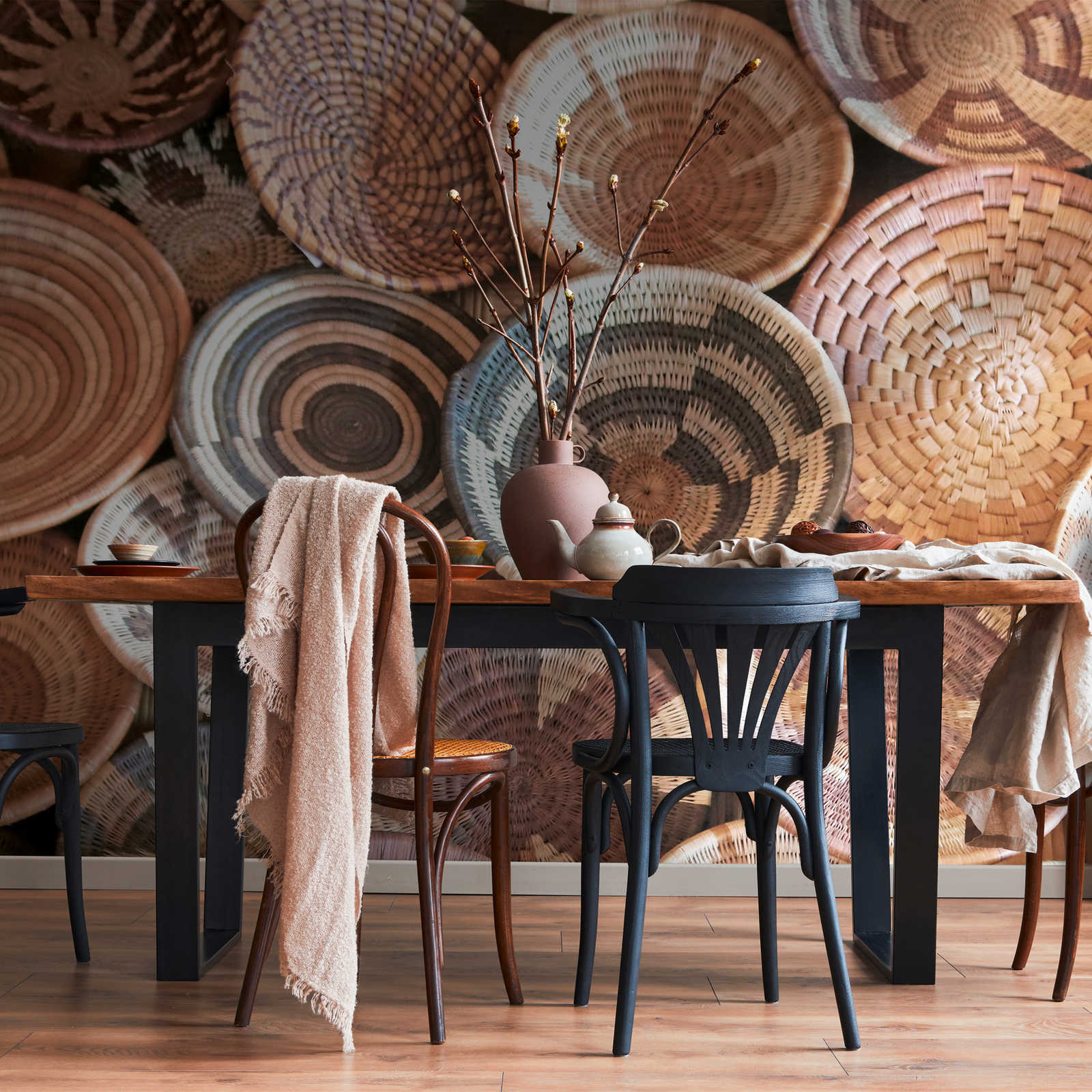         Papier peint ethnique Panier tressé Design style Afrique
    