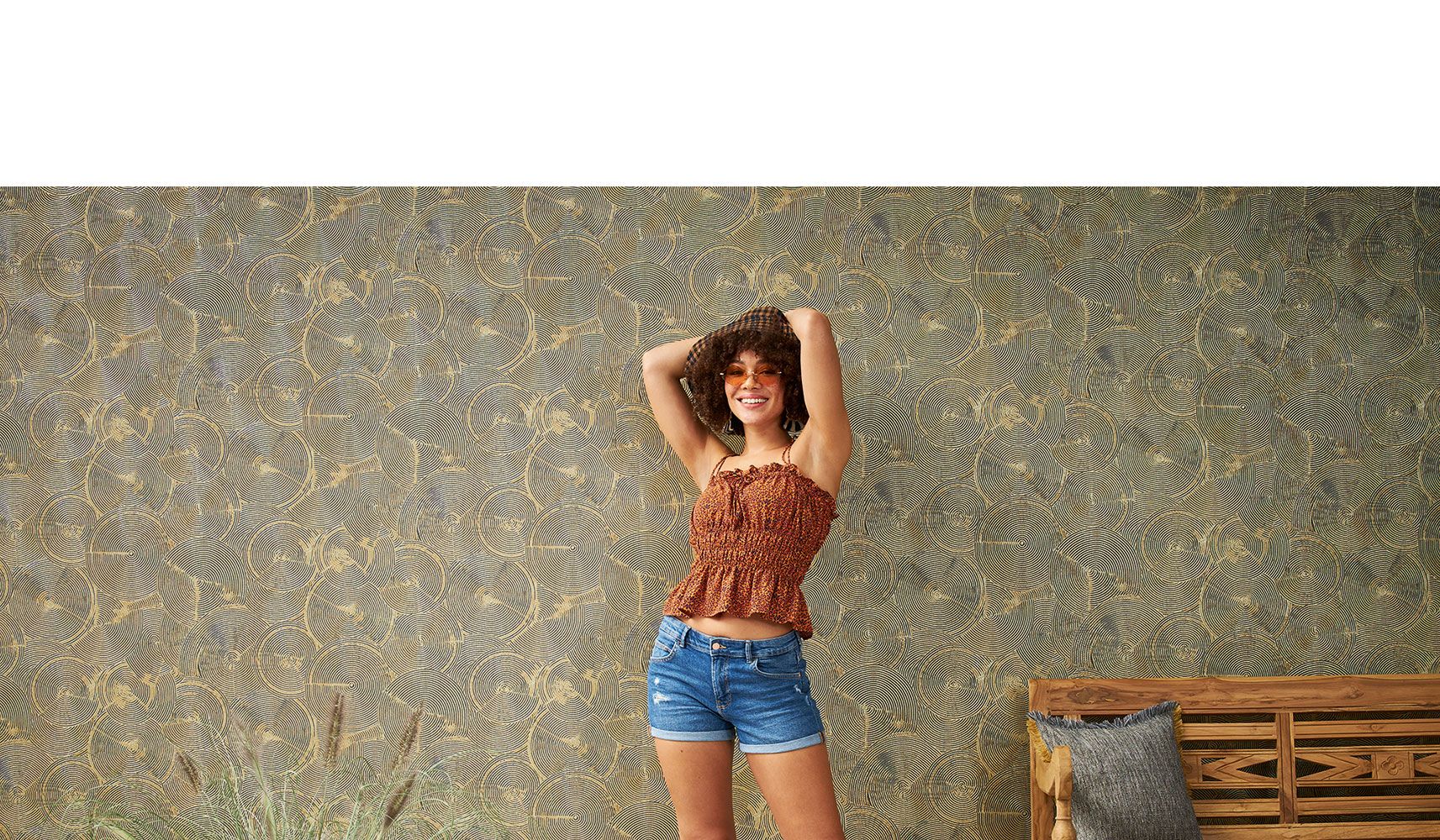 Grafische Tapete Kreise Gold