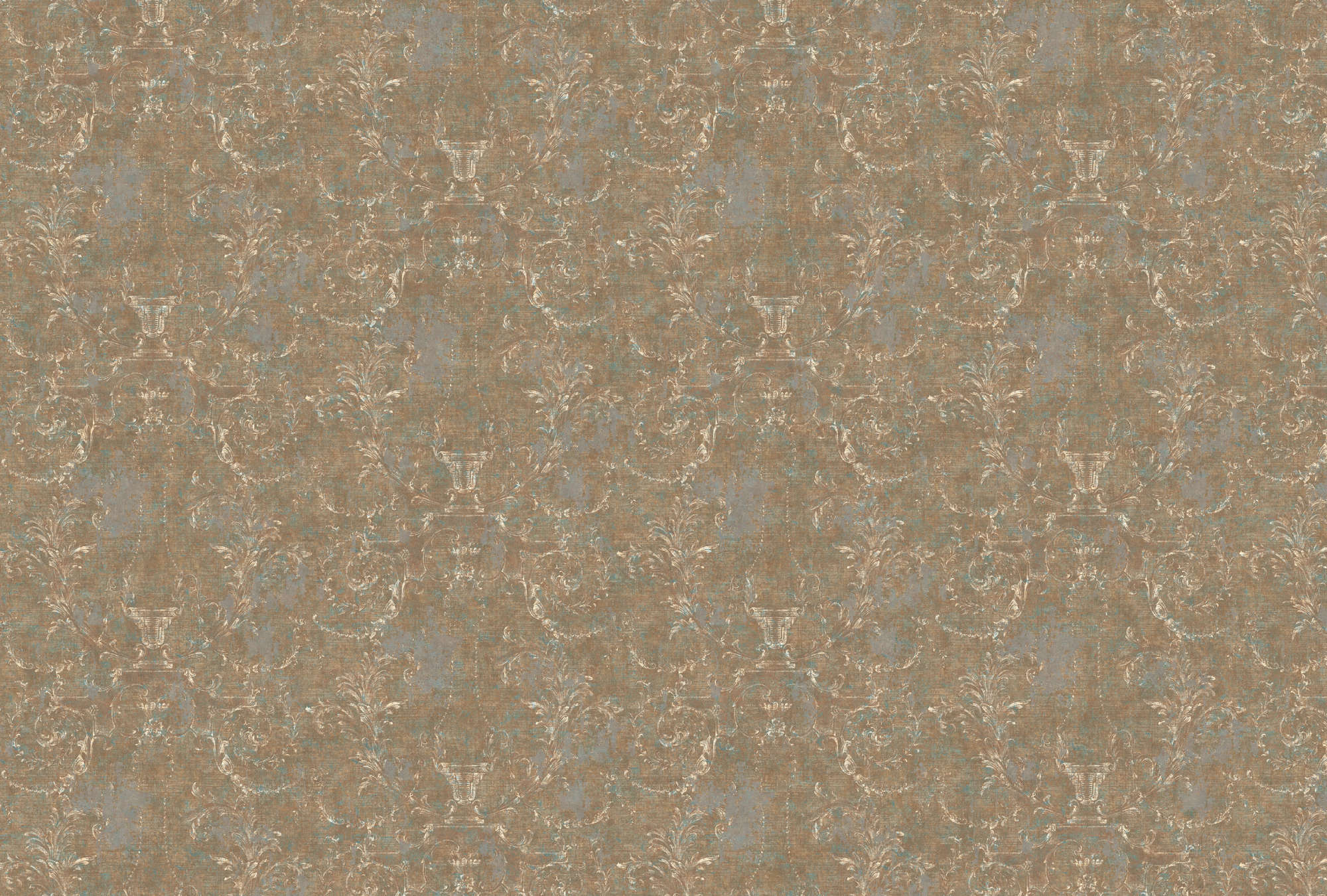             Ornament Fototapete antiker Stil & Used Look – Braun, Creme
        