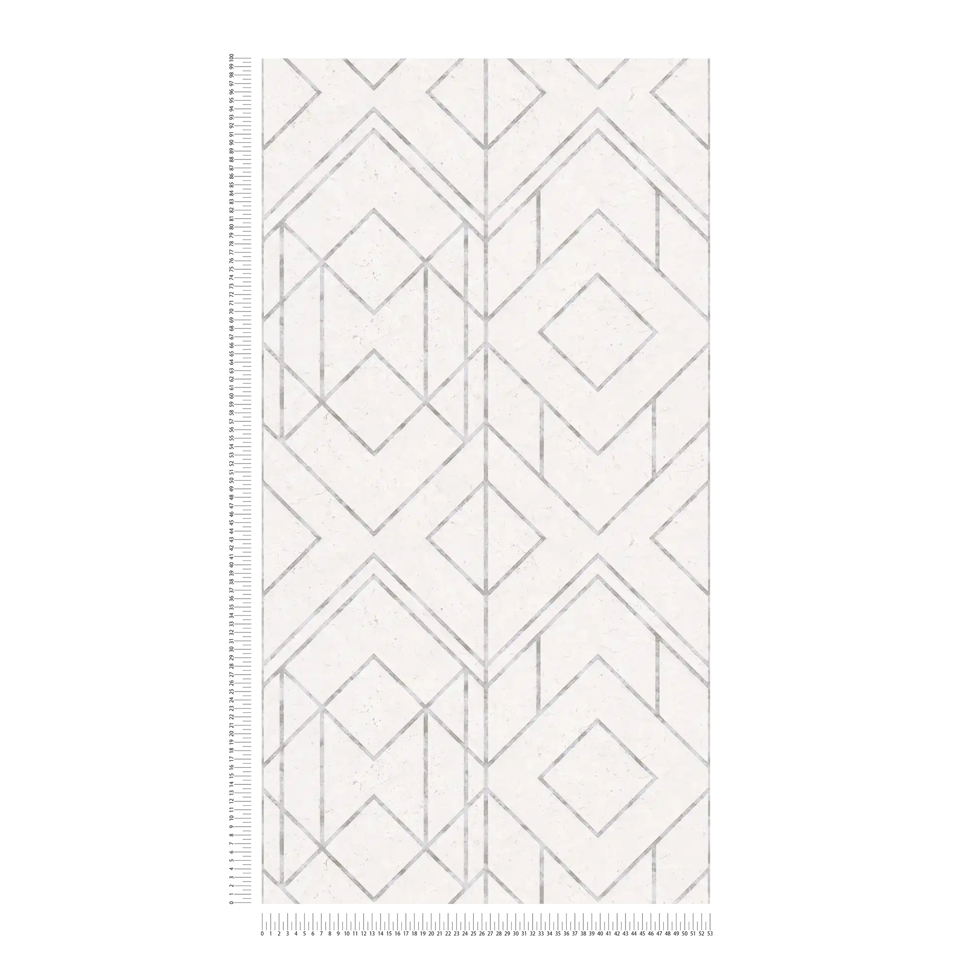 Grafische Mustertapete mit Metallic-Akzenten – Grau, Metallic, Weiß
