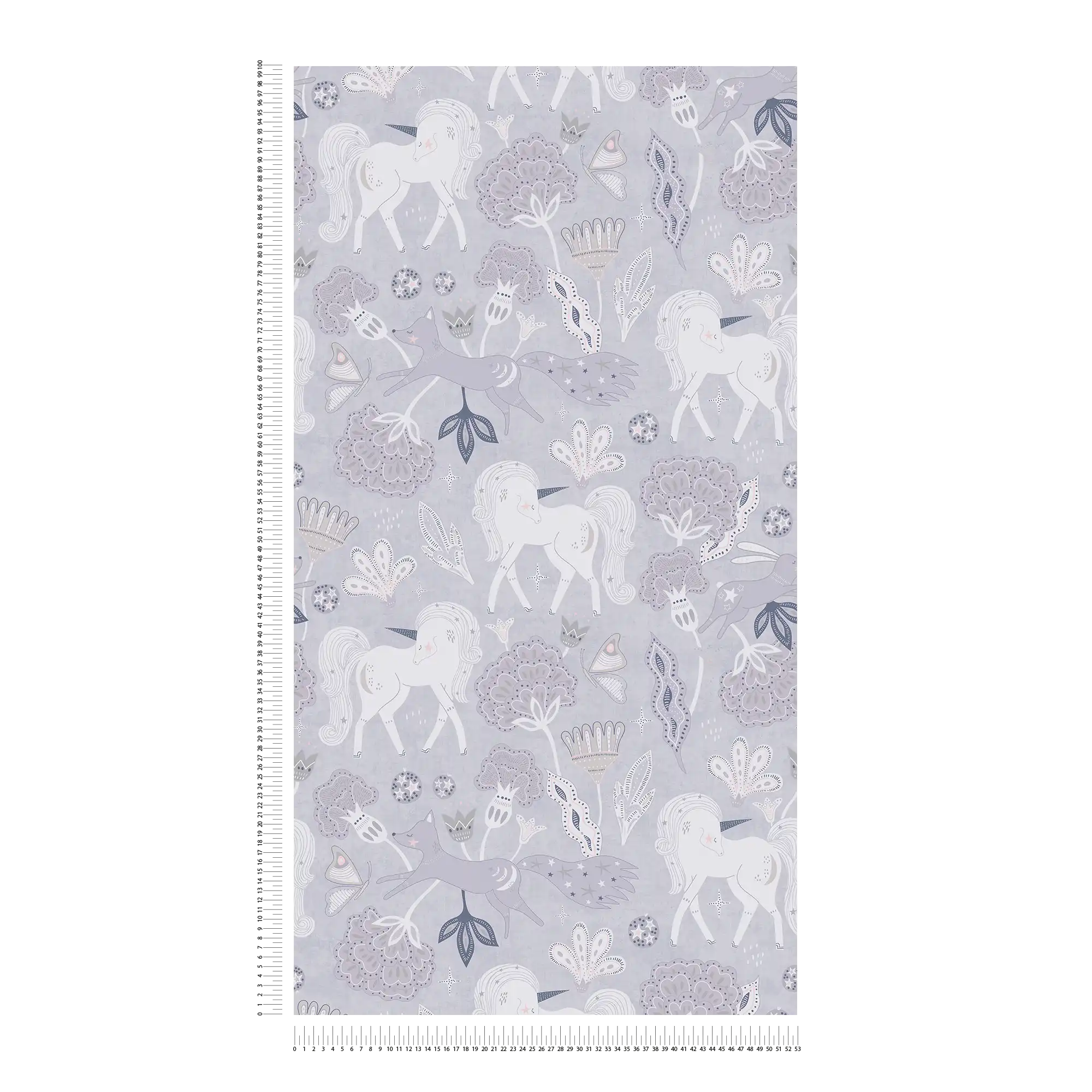             Kinderzimmer Vliestapete Fantasie-Wald - Zauberhafte Motive mit Einhörnern für kleine Träumer – Grau, Rosa, Weiß
        