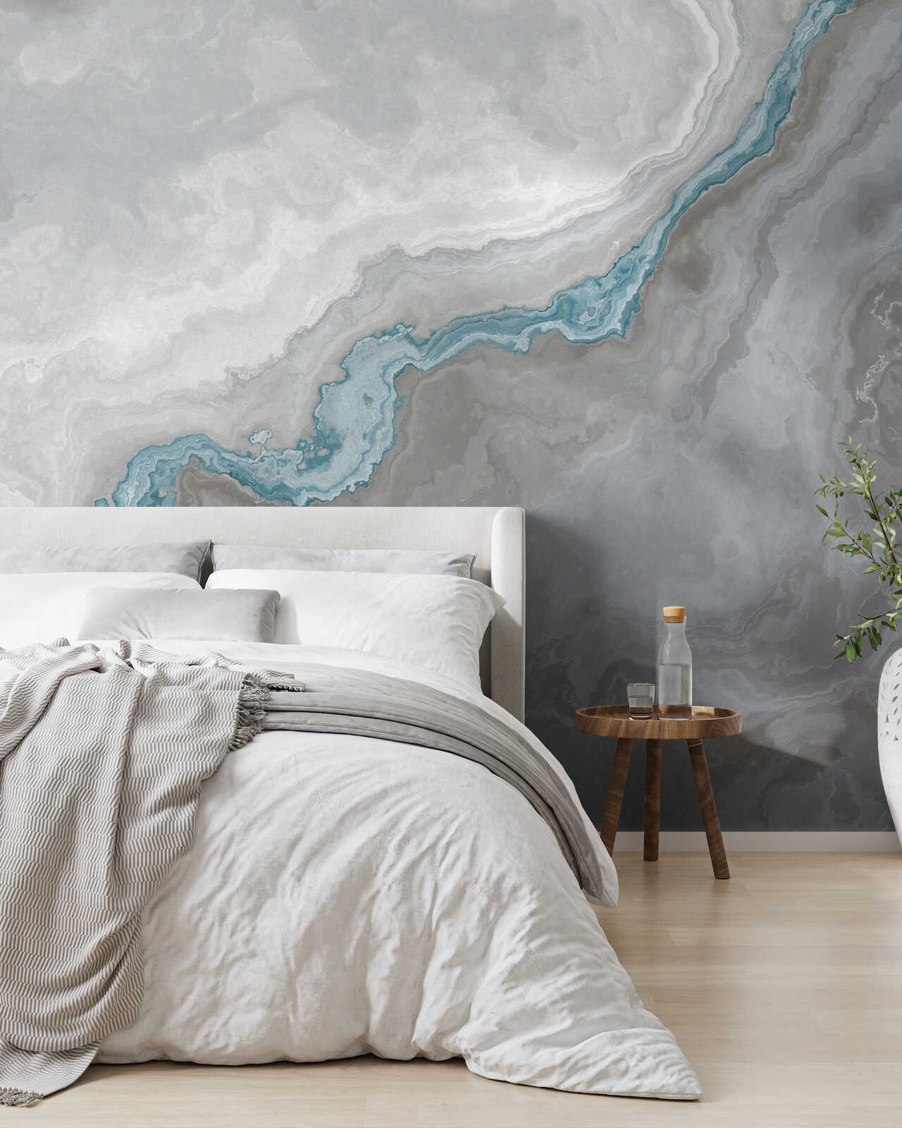 bett, bettwäsche, wandgestaltung, abstract, marmor