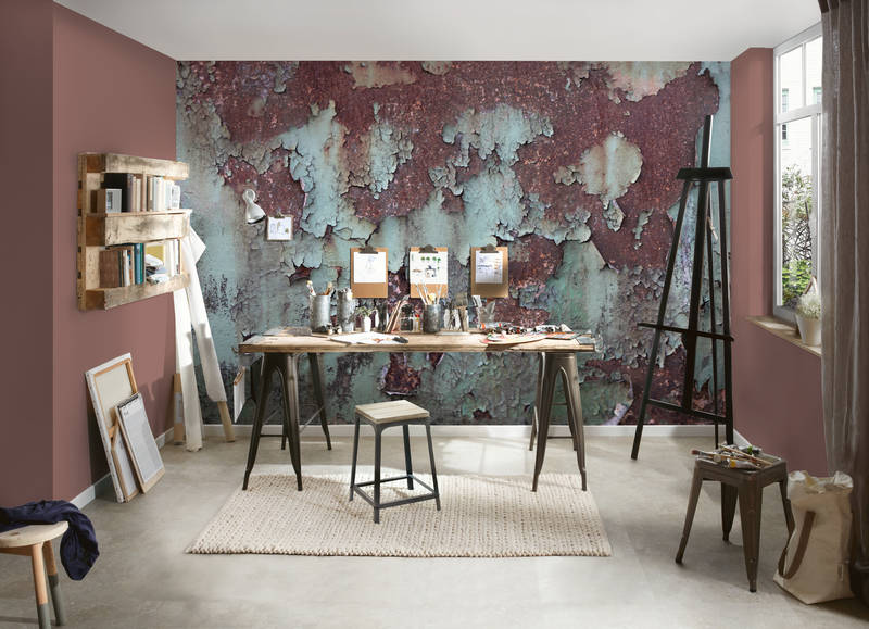             Fototapete korrodierende Schiffswand – Metallplatte mit Rost
        