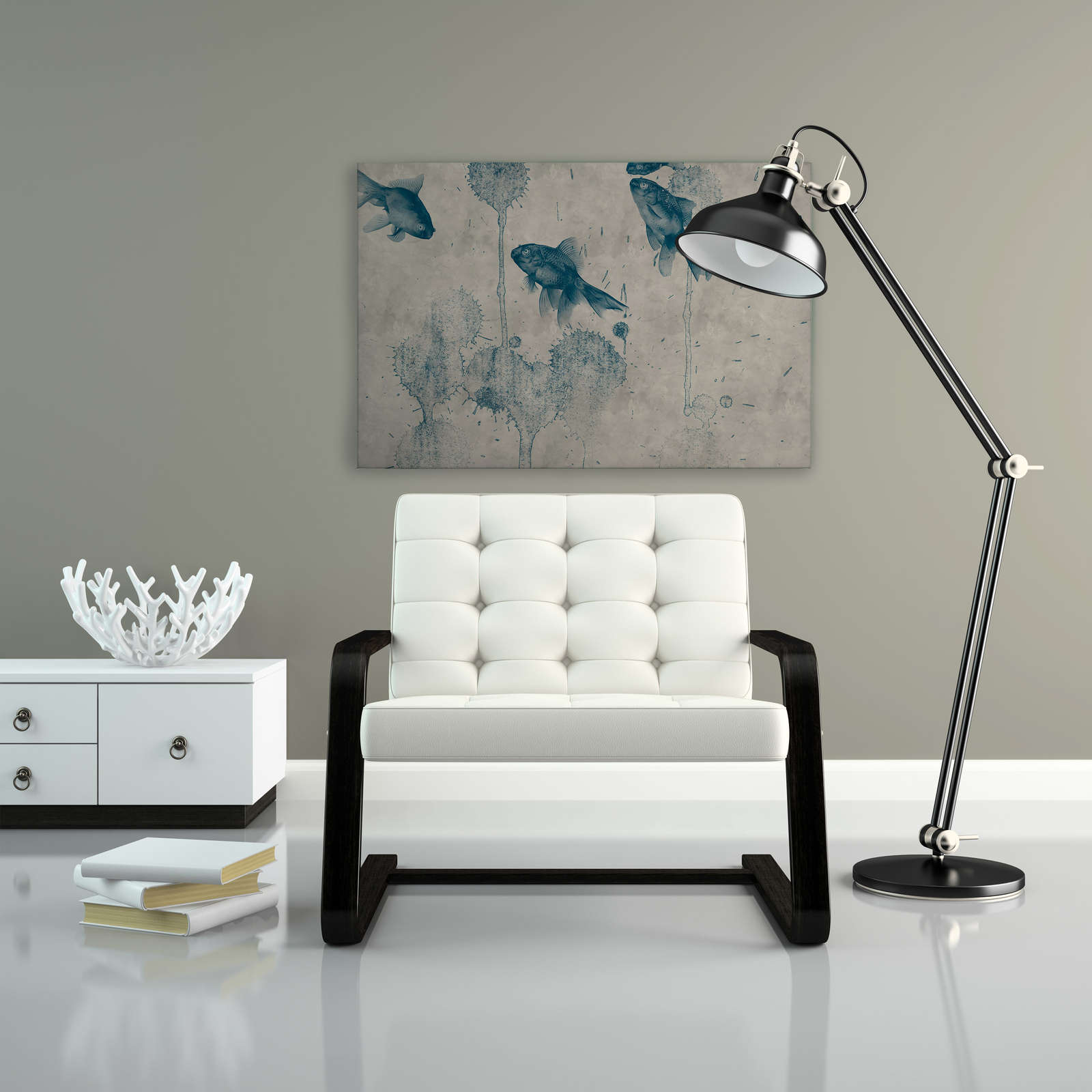             modernes Leinwandbild Goldfisch Teich – 0,90 m x 0,60 m
        