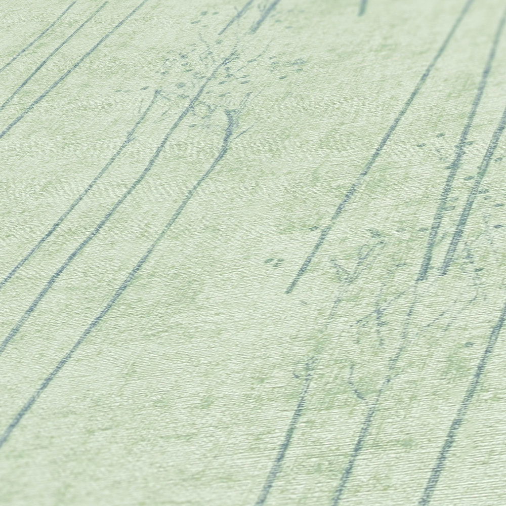             Mintgrüne Tapete mit Naturdesign im Scandi Stil – Grün
        