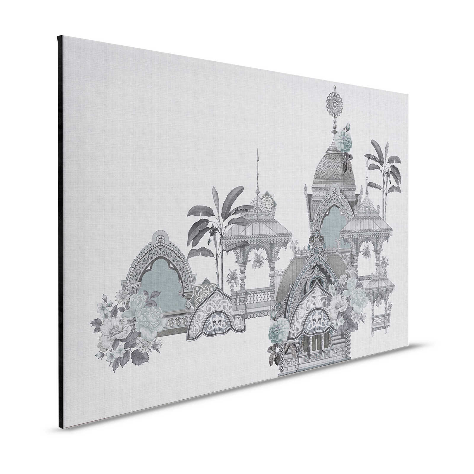         Jaipur 3 - Leinwandbild Indien Dekor Blumen & Architektur – 1,20 m x 0,80 m
    