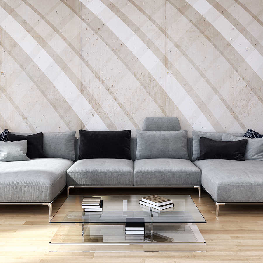         Grafik Fototapete mit rundem Streifenmuster beige auf Premium Glattvlies
    