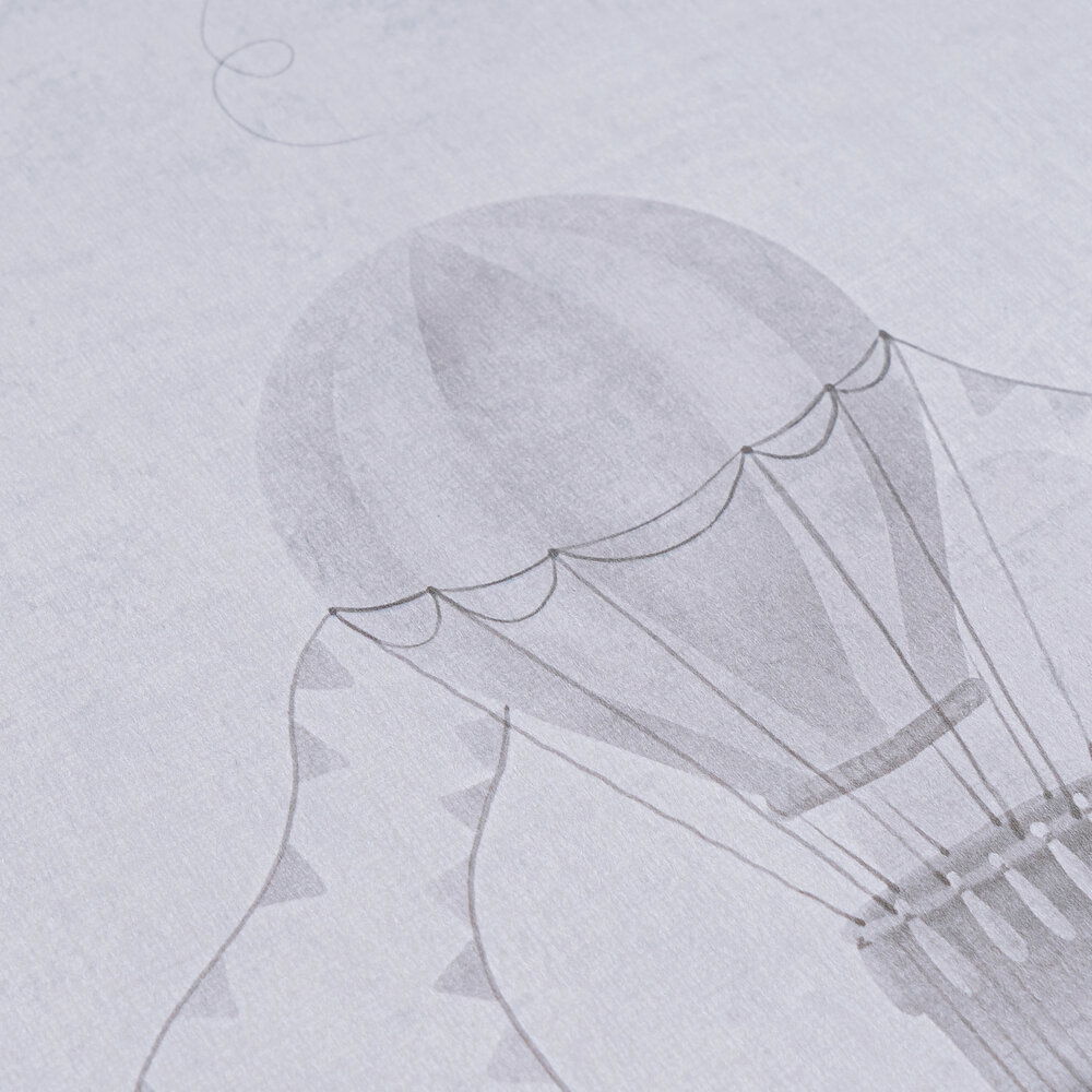             Vliestapete mit Heißluftballons in sanften Pastelltönen – Traumhafte Wandgestaltung fürs Kinderzimmer – Grau
        