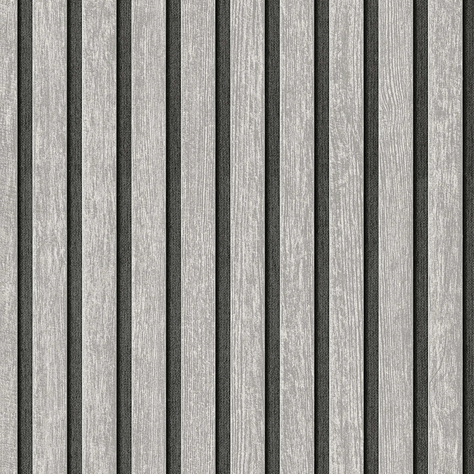 Akustik Paneele als Vliestapete - Holz Streifenoptik im zeitlosen Trenddesign – Grau