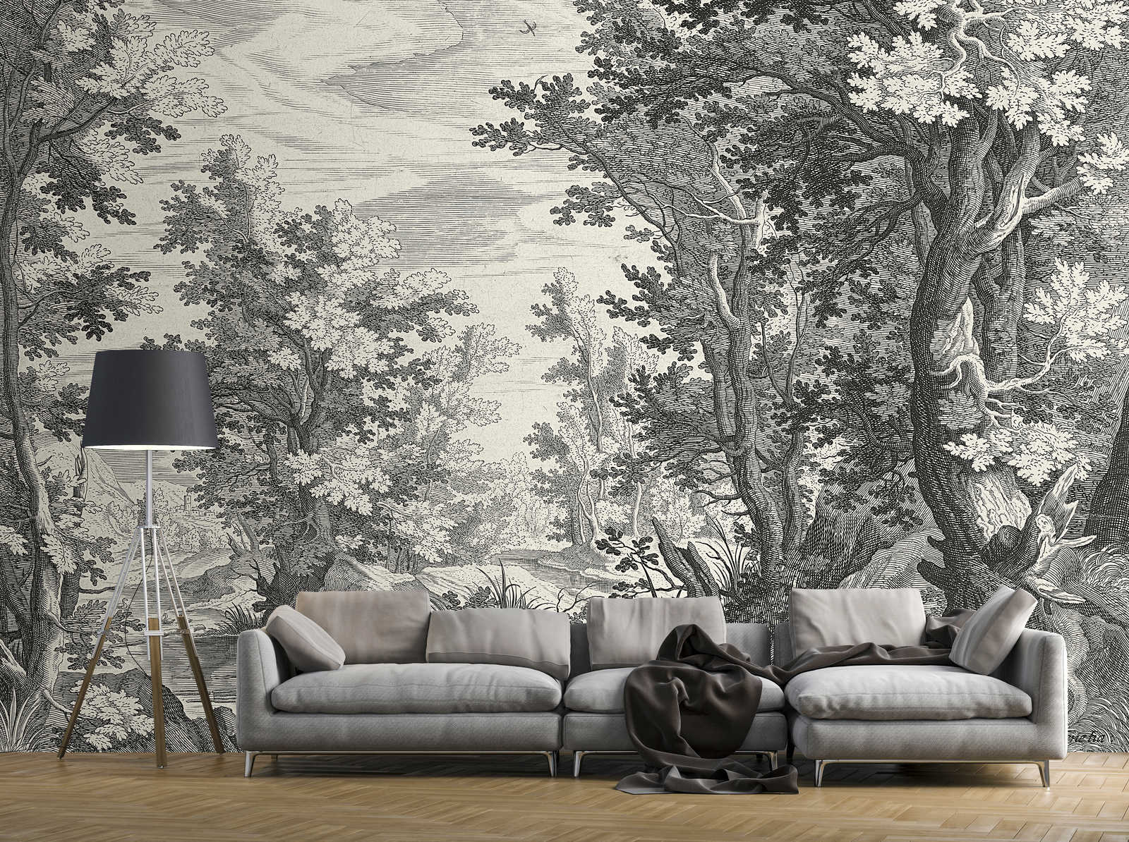 Lampe, Couch, Mobiliar, Wohnzimmer, Gemälde