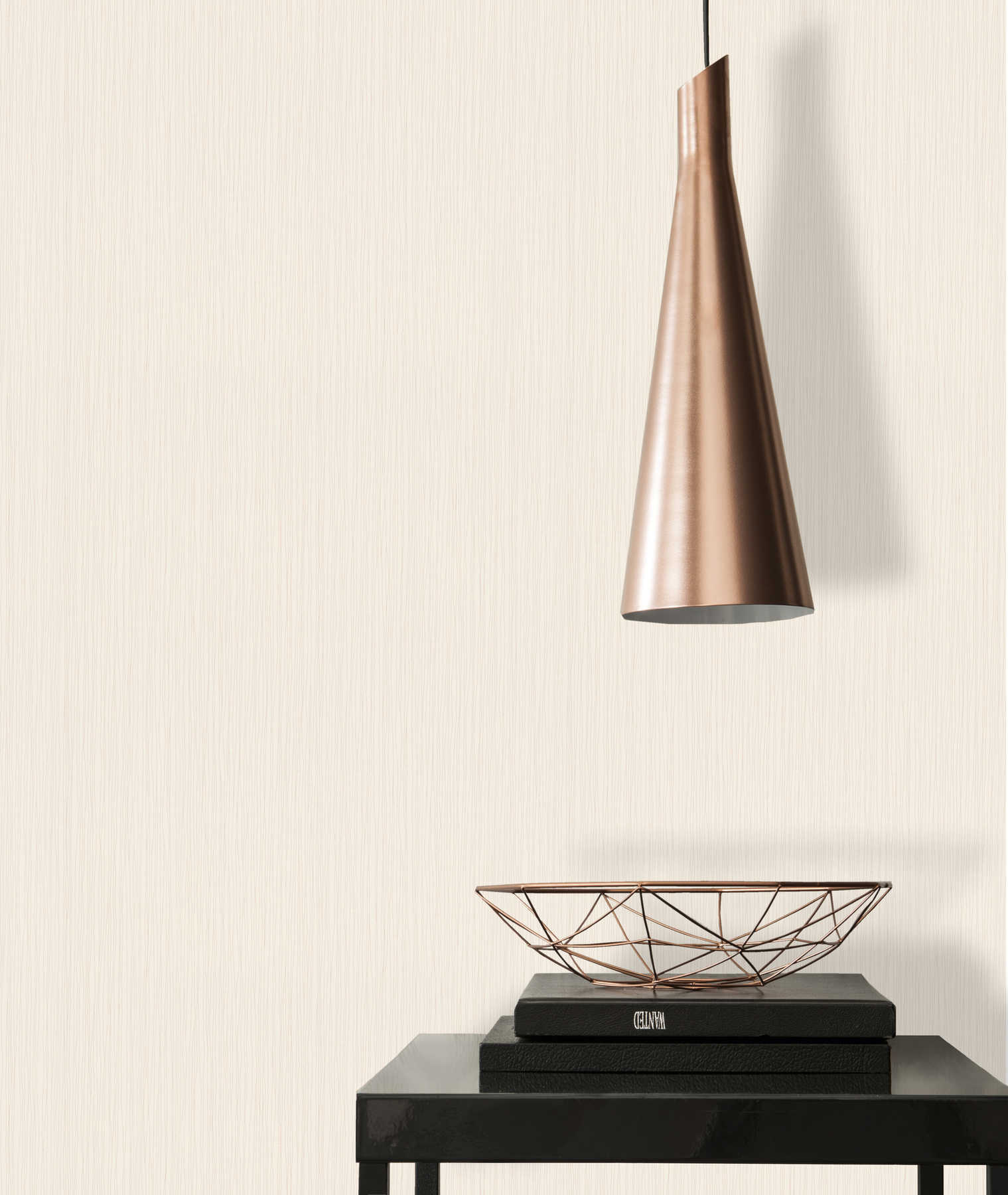             Helle Vliestapete Beige Liniendesign & Prägestruktur
        