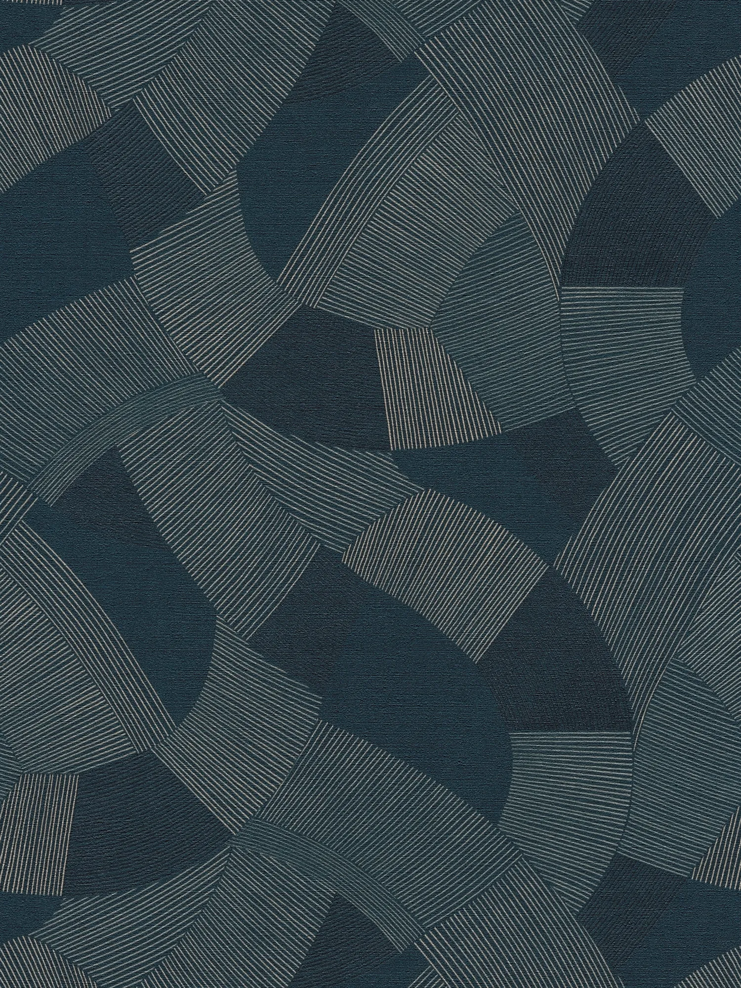         Vliestapete im abstrakten Strukturstil mit feingliedriger Linienoptik leicht glänzend leicht strukturiert – Blau, Beige, Metallic
    
