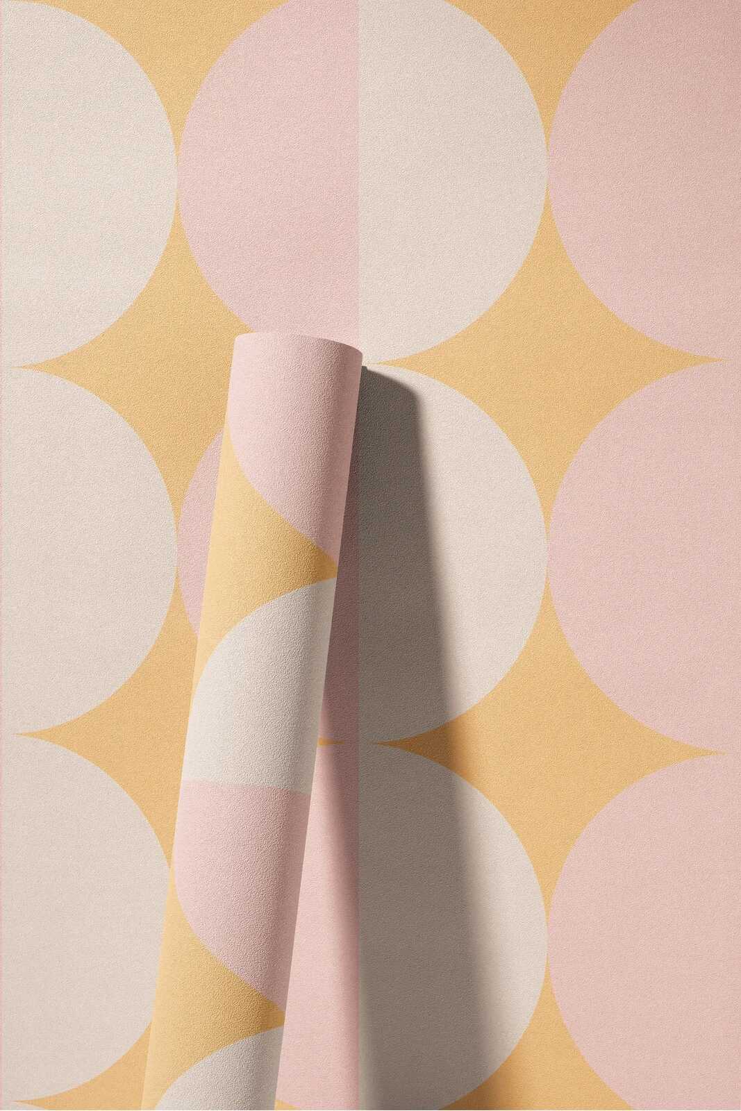             Vliestapete mit Kreismuster Retro-Design – Orange, Beige, Rosa
        