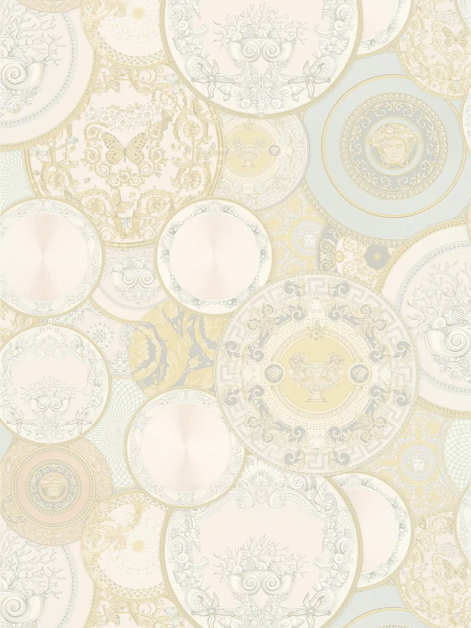         Wallpaper VERSACE with medal pattern - cream, metallic
    