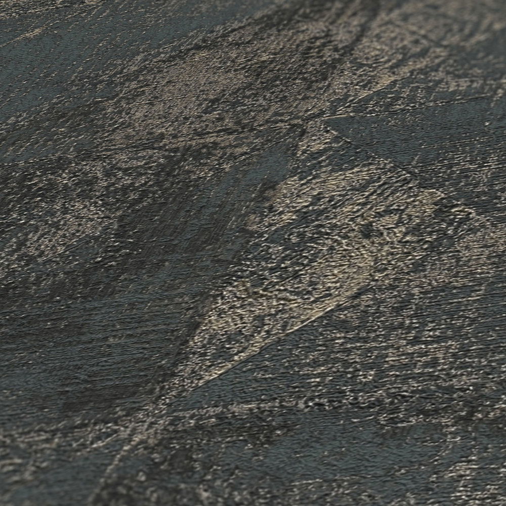             Metallic Tapete mit Grafik Dreieck-Muster glänzend strukturiert – Schwarz, Gold
        