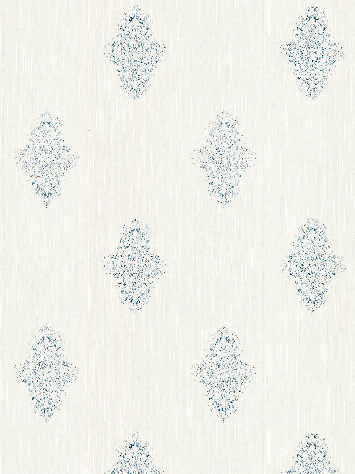         papier peint en papier ornementaux au luxueux look usé, effet métallisé - blanc, argenté
    