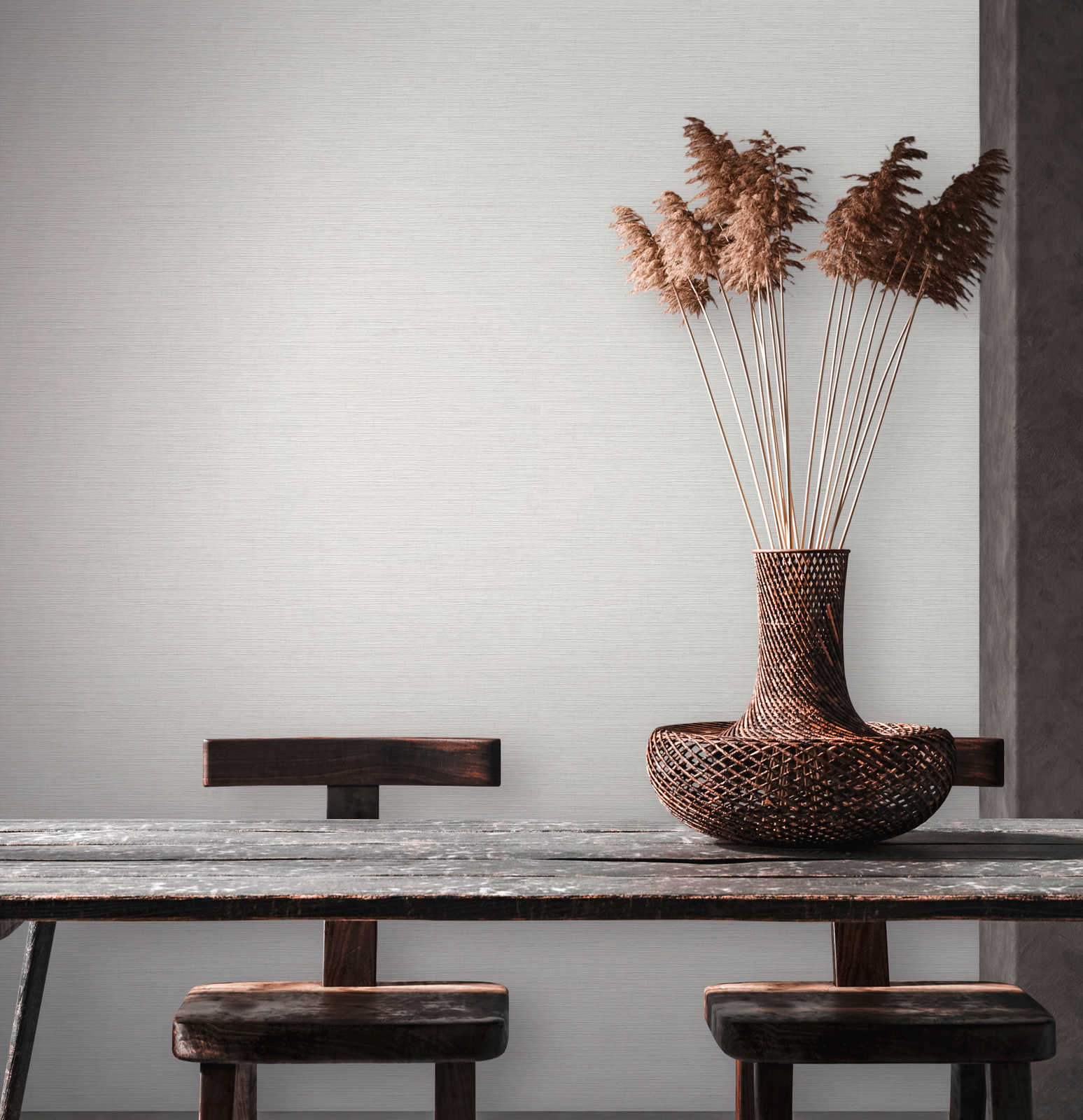             Melierte Unitapete mit Prägemuster – Weiß
        