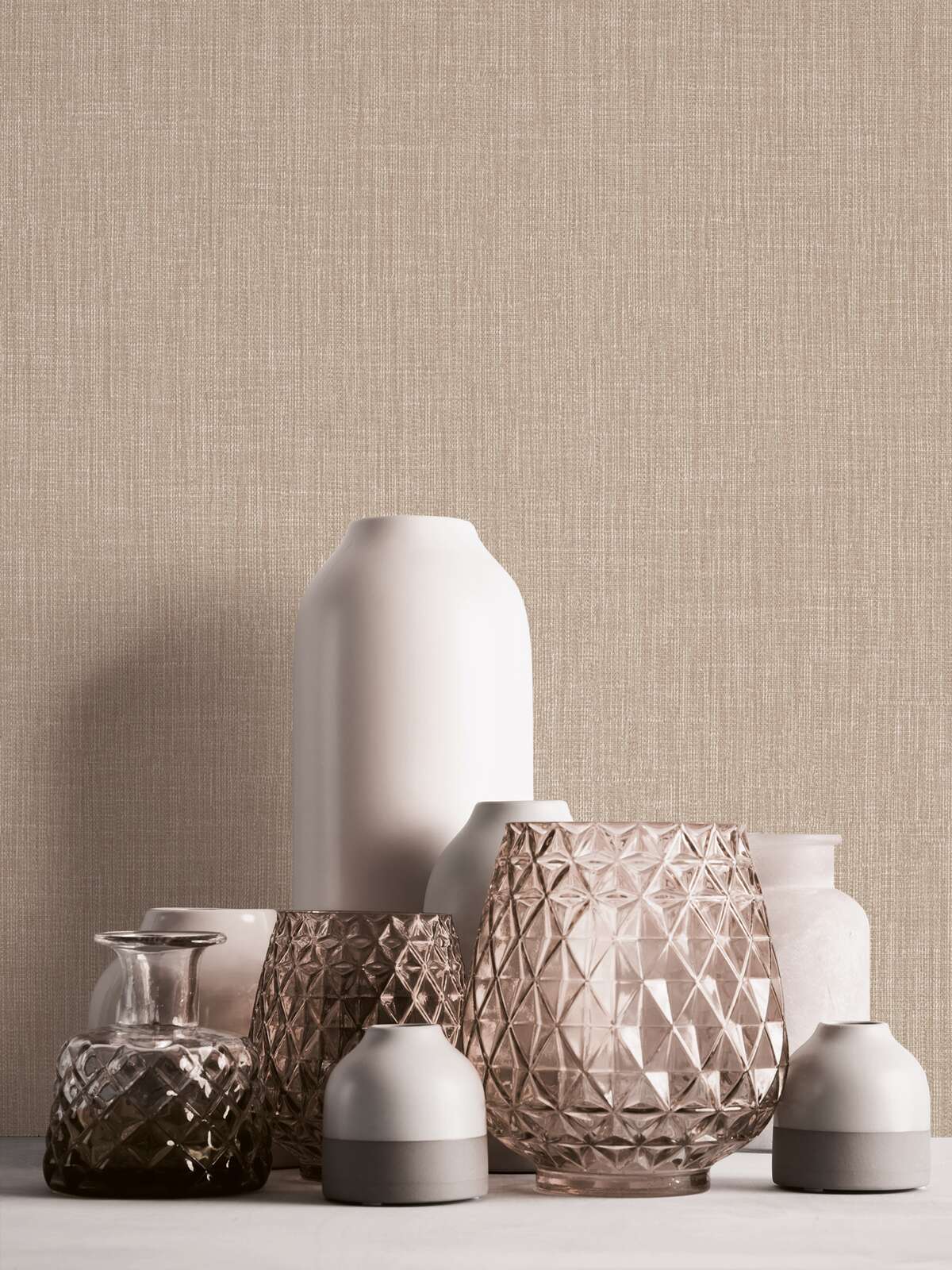 Vase, Glasvase, Geometrisches Muster, Rosenquarz, Deko-Objekt