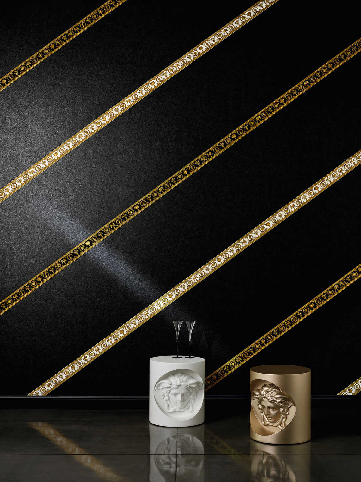 Papel Pintado No Tejido De Hojas En Blanco Y Negro Para El Dormitorio