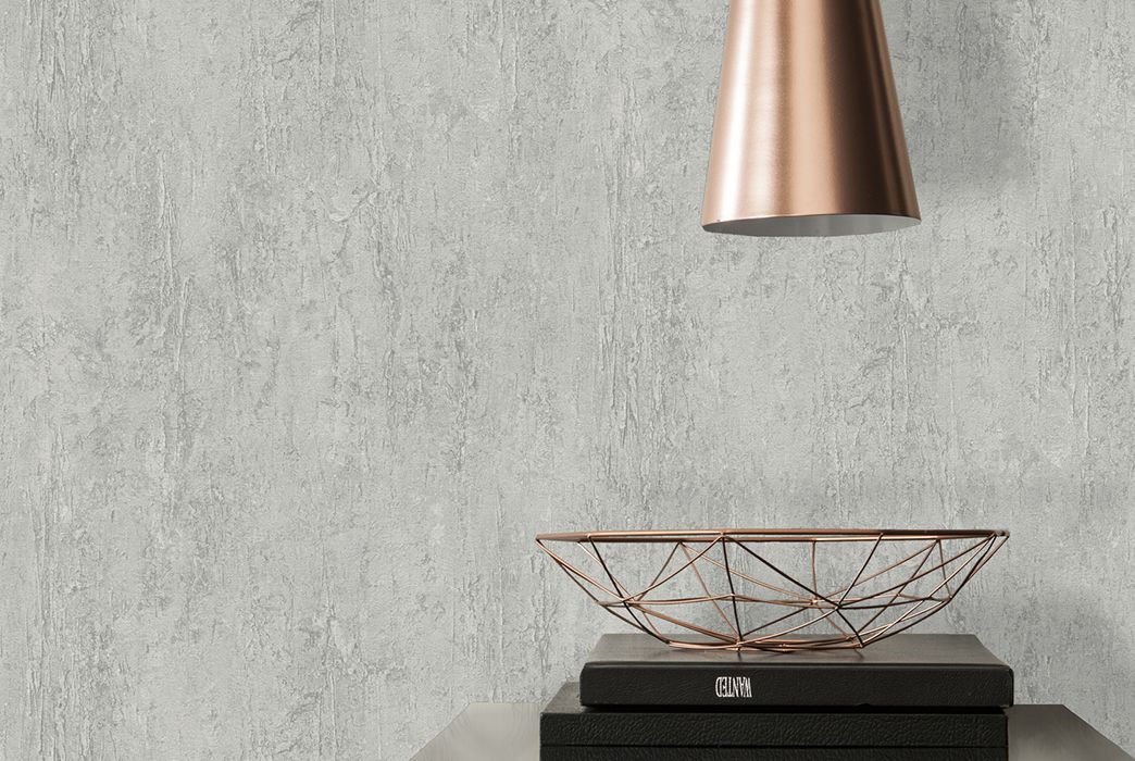 Detailaufnahme Wohnzimmerwand mit Betonoptik Tapete AS306694