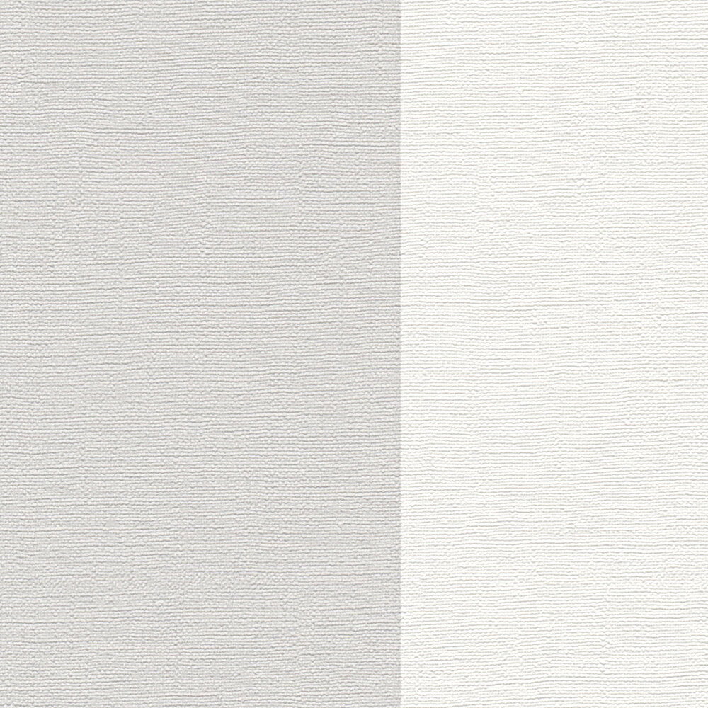             Blockstreifen-Tapete mit Textil-Look für junges Design – Grau, Weiß
        