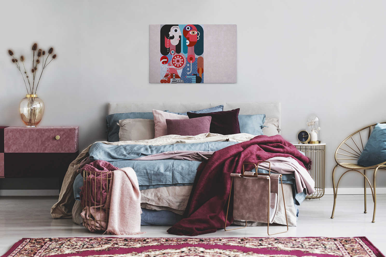             Couples 3 - Pop Art Kunst-Pärchen Leinwandbild in Beton Struktur – 0,90 m x 0,60 m
        