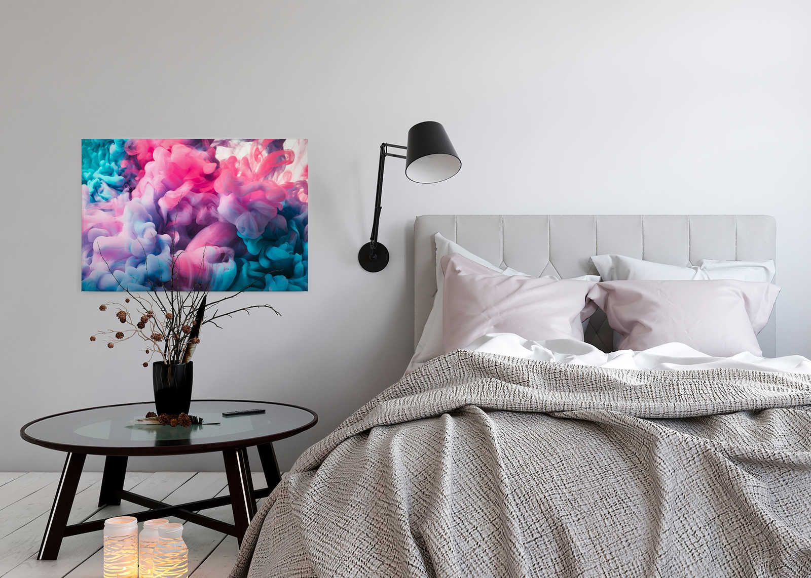 Farbiger Rauch Leinwand |Rosa, Blau, Weiß – 0,90 m x 0,60 m
