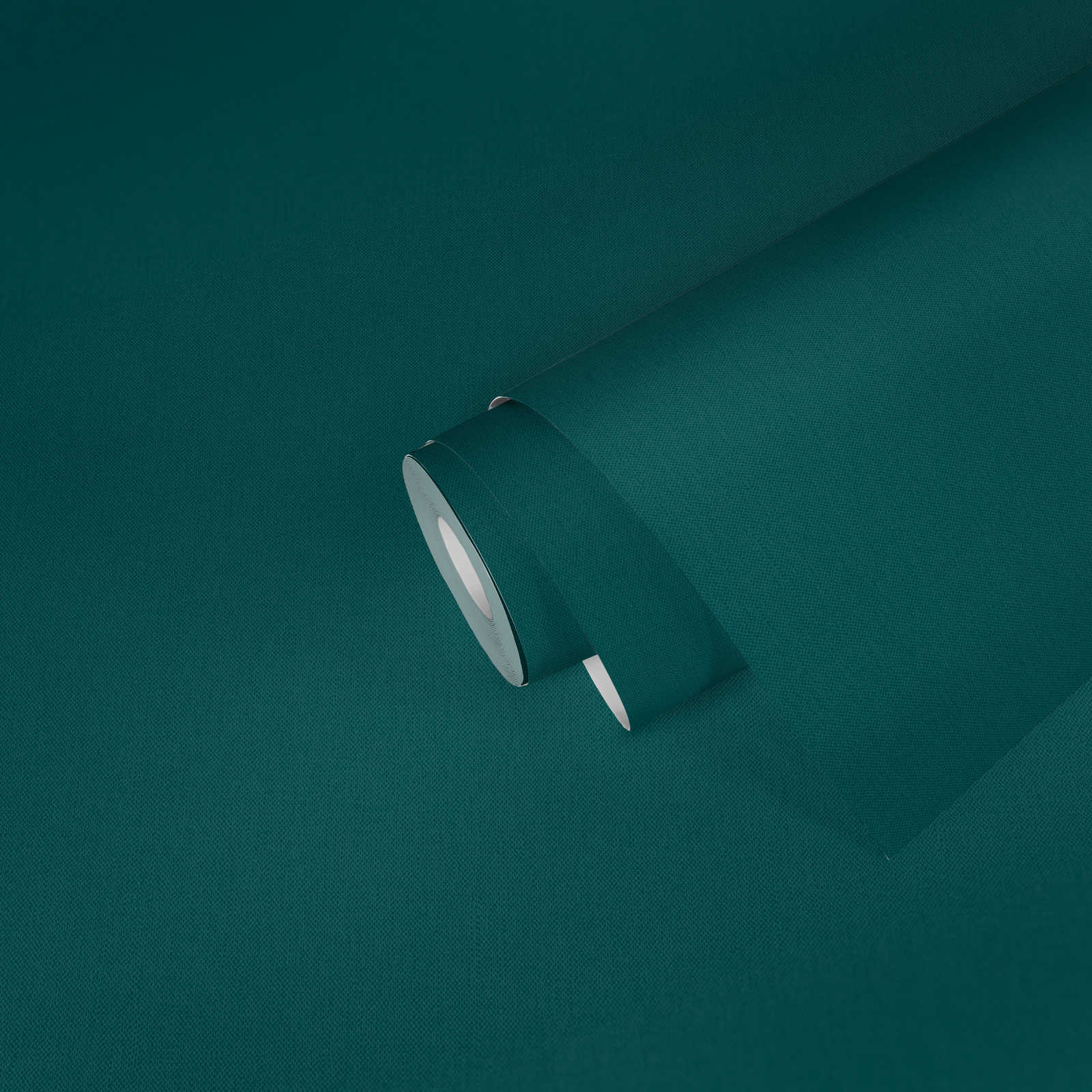             Tapete Dunkelgrün mit Textilstruktur mattes Uni Wasserblau
        
