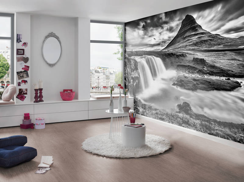 Wandtapete, Schwarz-Weiß, Szenerie, Küchenmöbel, Livingroom