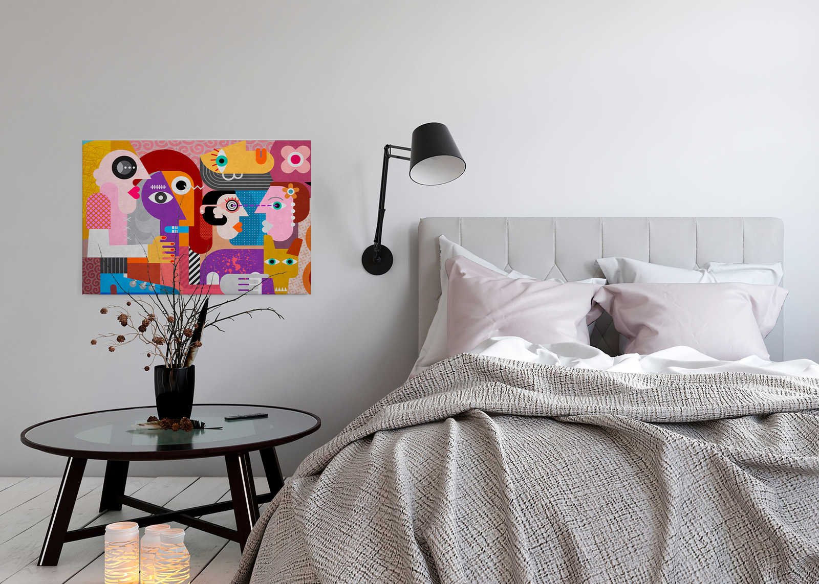             Couples 1 - Leinwandbild in Beton Struktur Pop Art Kunst-Collage – 0,90 m x 0,60 m
        