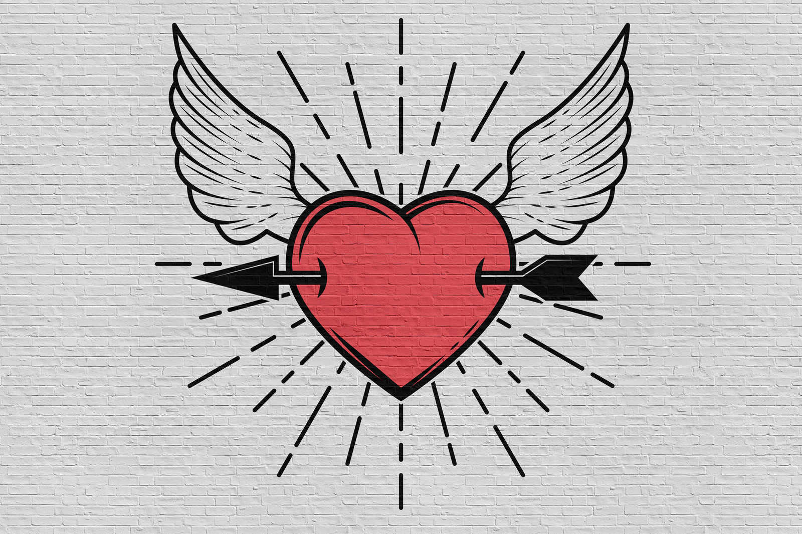             Tattoo you 1 - Leinwandbild im Rockabilly Stil, Herz-Motiv – 0,90 m x 0,60 m
        