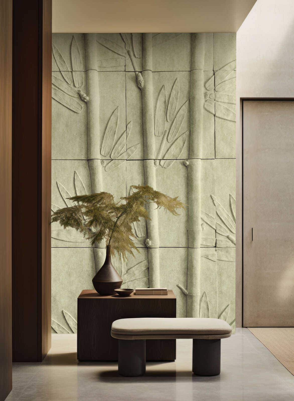 bamboo2 - Fototapete 3D Bambus Wandstruktur  Grn | Feine Sandstruktur