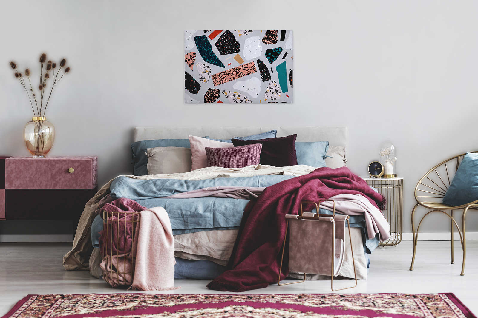             Terrazzo 1 - Leinwandbild Terrazzo gemustert, Steinoptik in Löschpapier Struktur – 0,90 m x 0,60 m
        