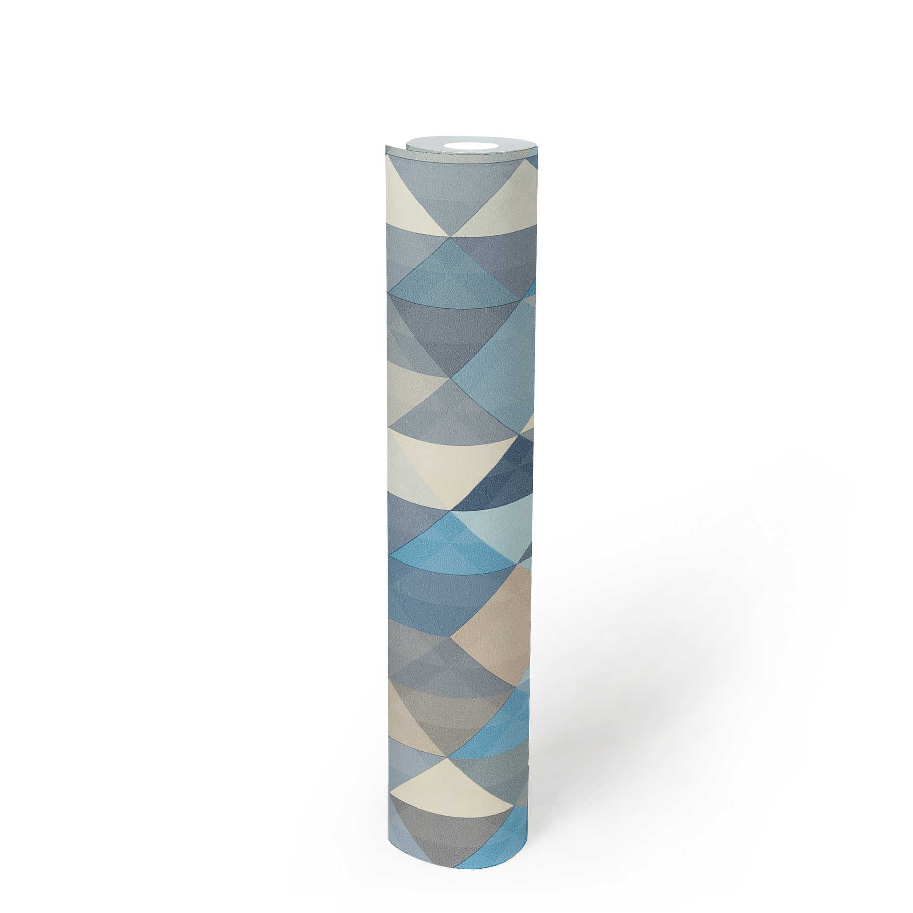             Behang in Scandinavische stijl met geometrisch patroon - blauw, grijs, beige
        