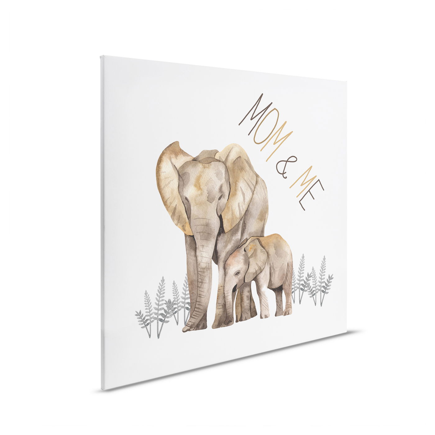         Leinwandbild Mom & Me Elefanten - Liebevolles Tiermotiv für das Kinderzimmer – 30 x 30 cm - Beige, Grau
    