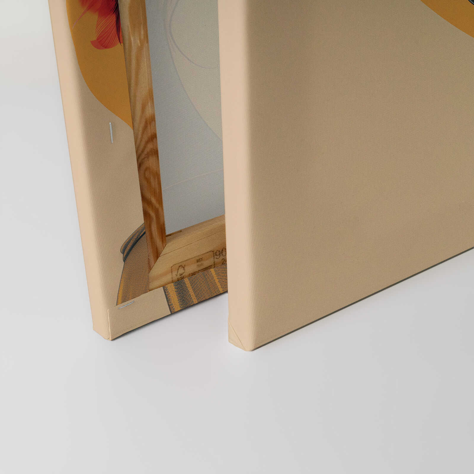             Hibiskus Elegance - Portrait Leinwandbild mit rotem Akzent und sonnigem Hintergrund – 40 x 50 cm - Gelb, Rot
        